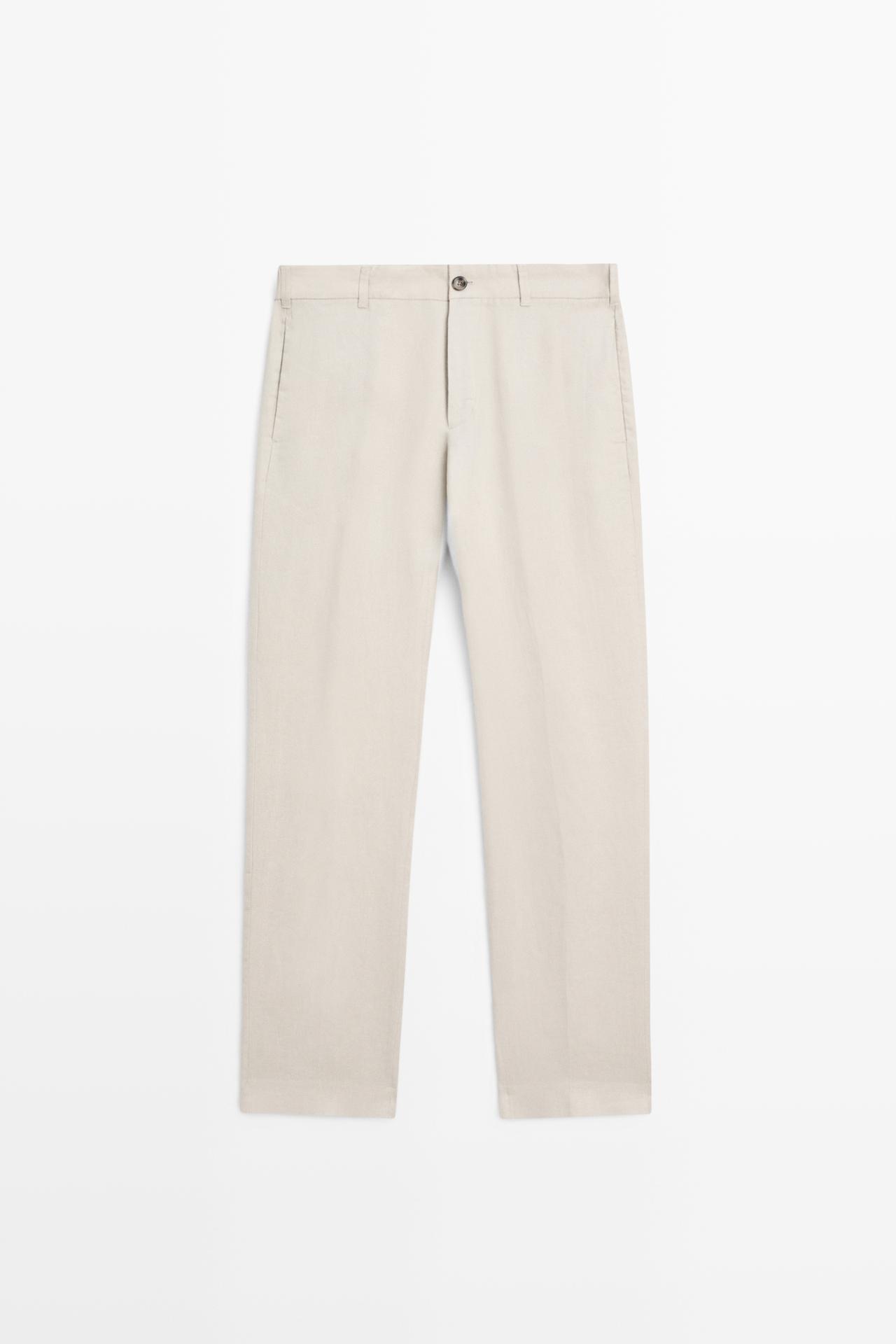 Tapered fit linen pants — BEIGE