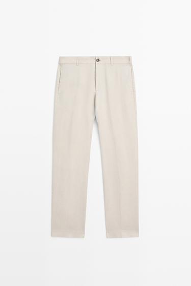 Tapered fit linen pants — BEIGE 2
