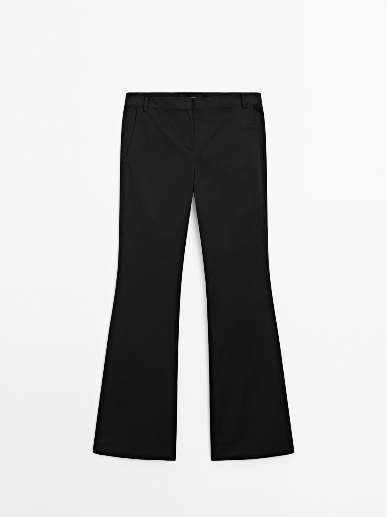 Massimo Dutti - Dame - Satinbukser Med Svaj - Sort - 38