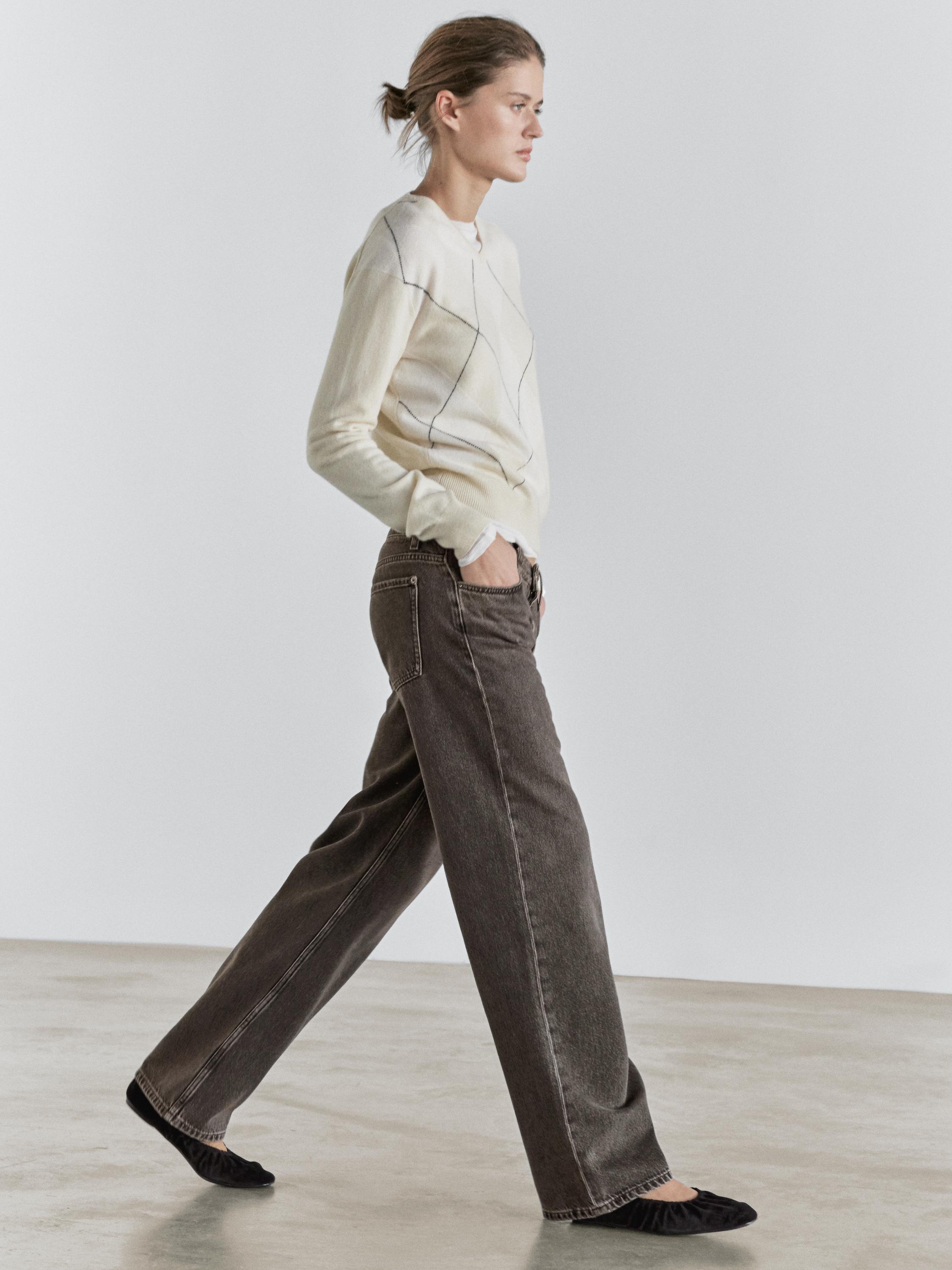 Straight-leg low-rise jeans — NATURAL GREY