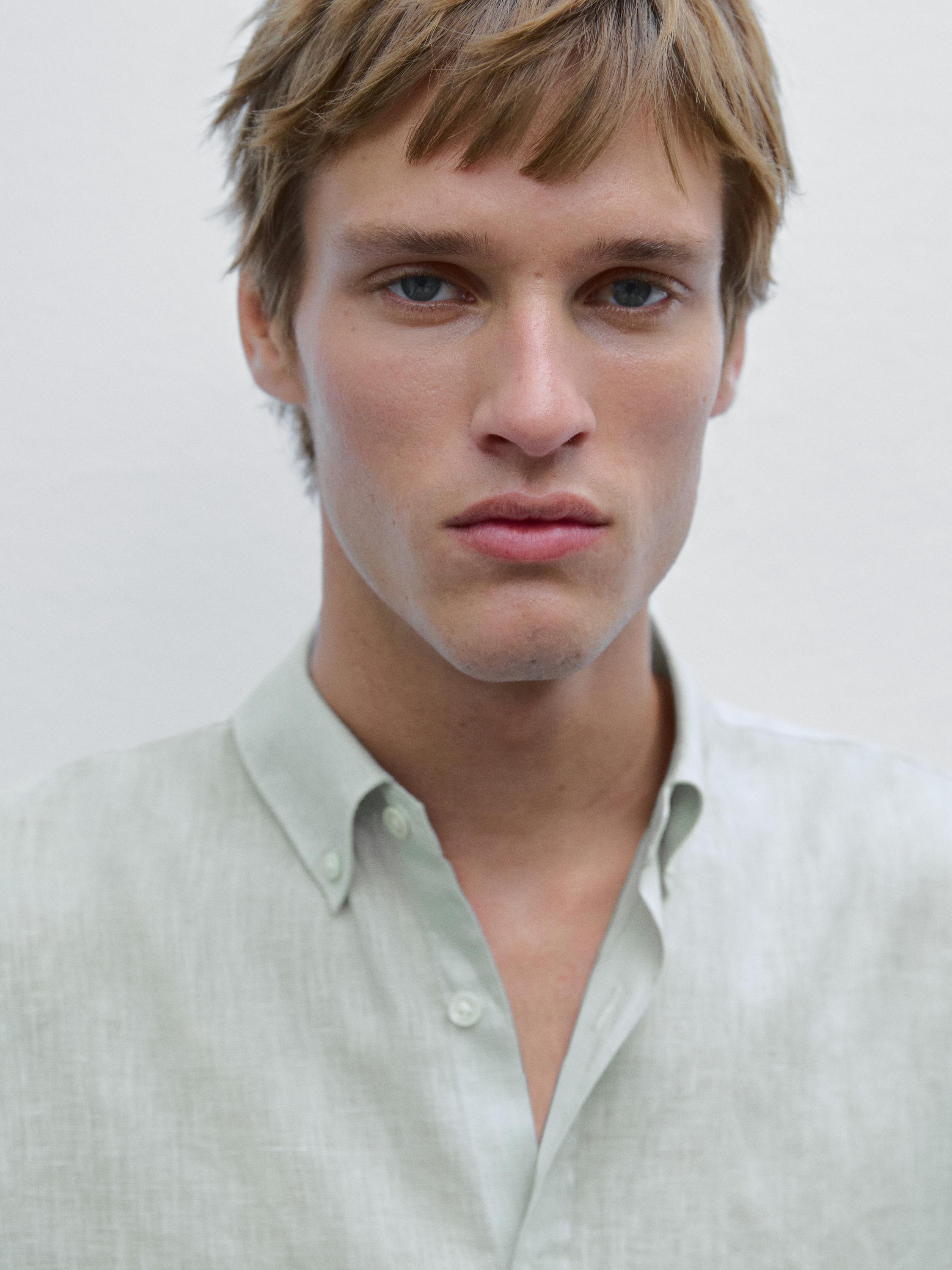 قميص كتان 100% بقصة عادية