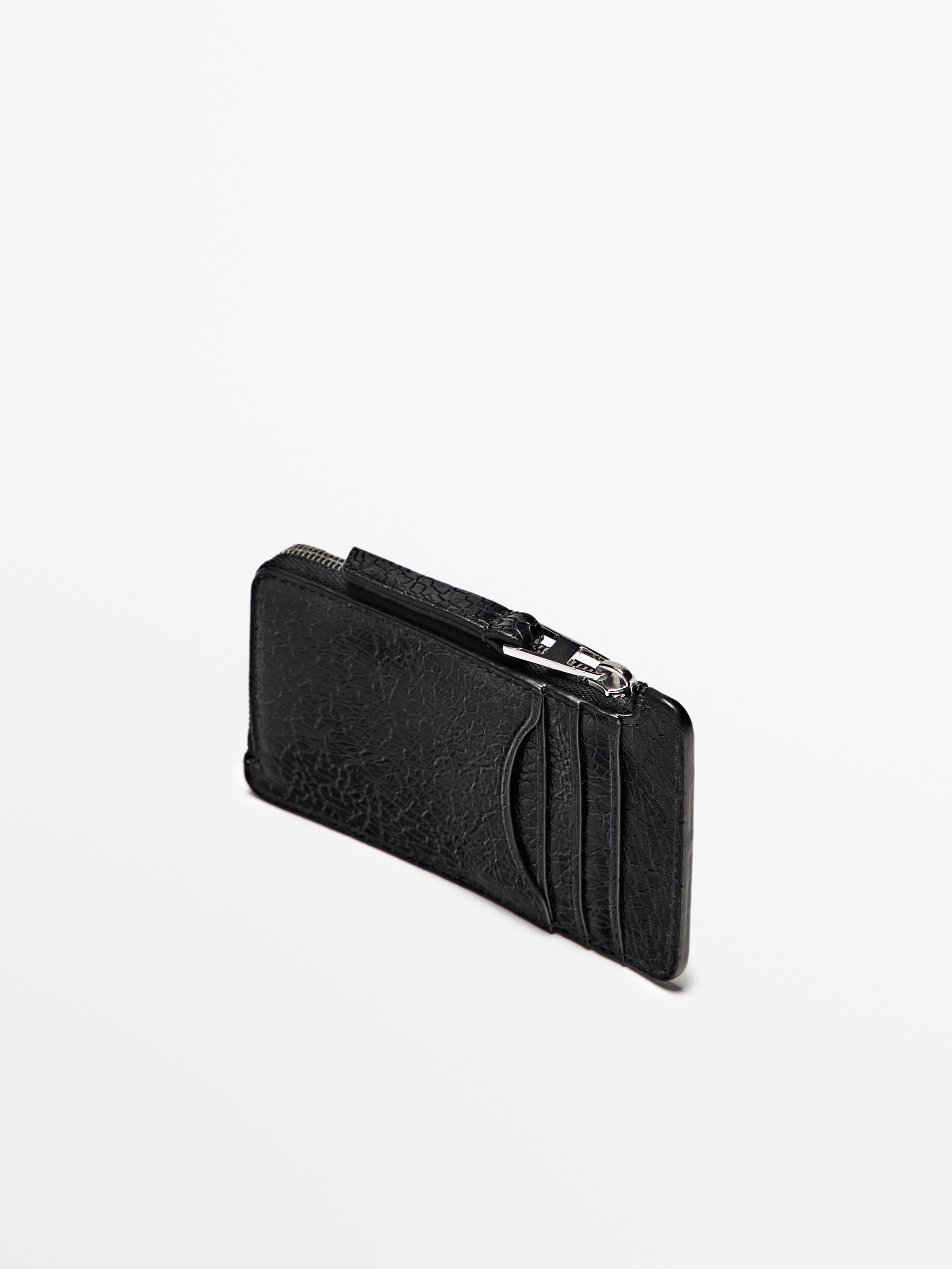Porte-cartes fermeture Éclair cuir nappa