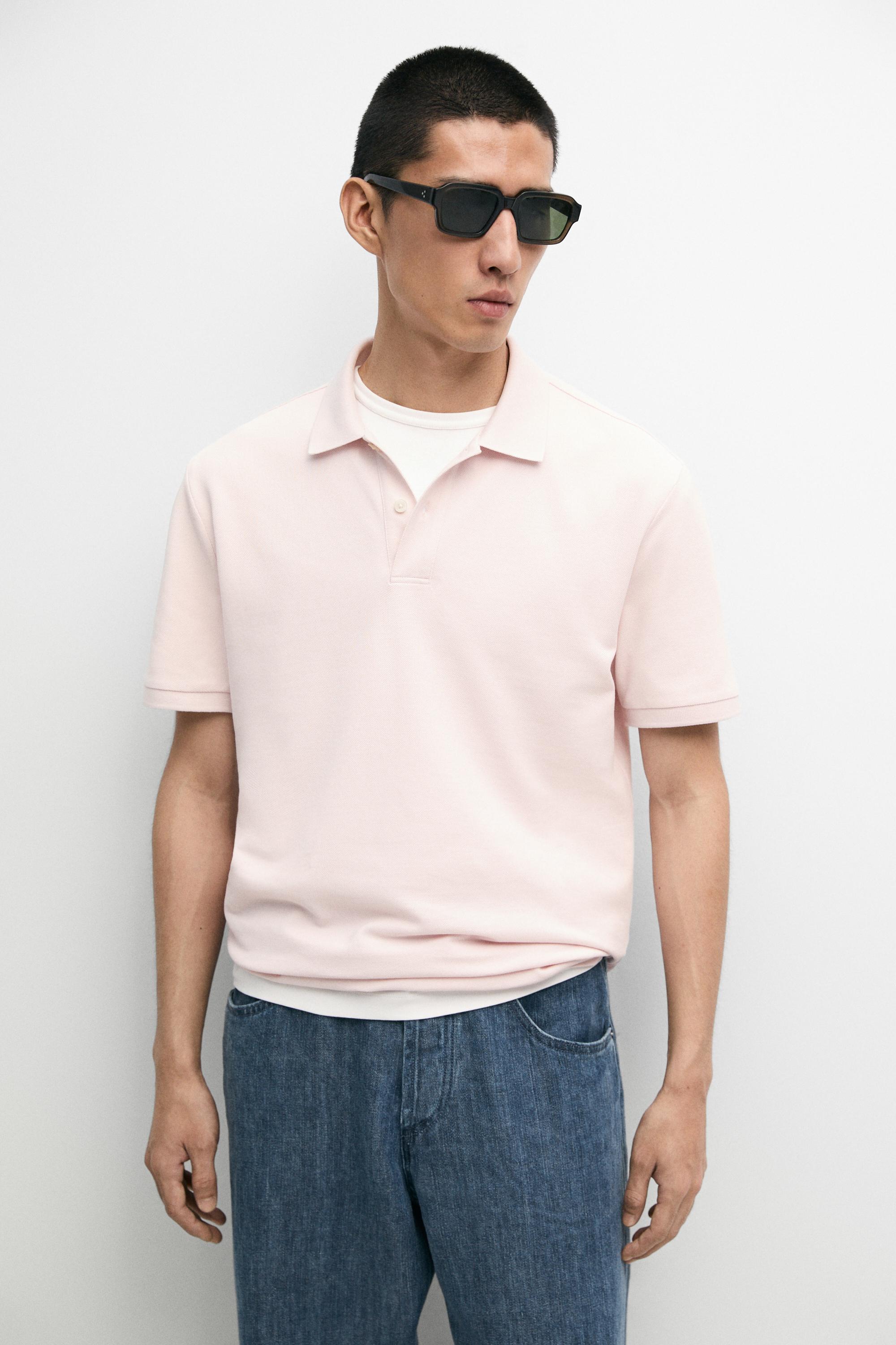 Micro textured cotton piqué polo shirt