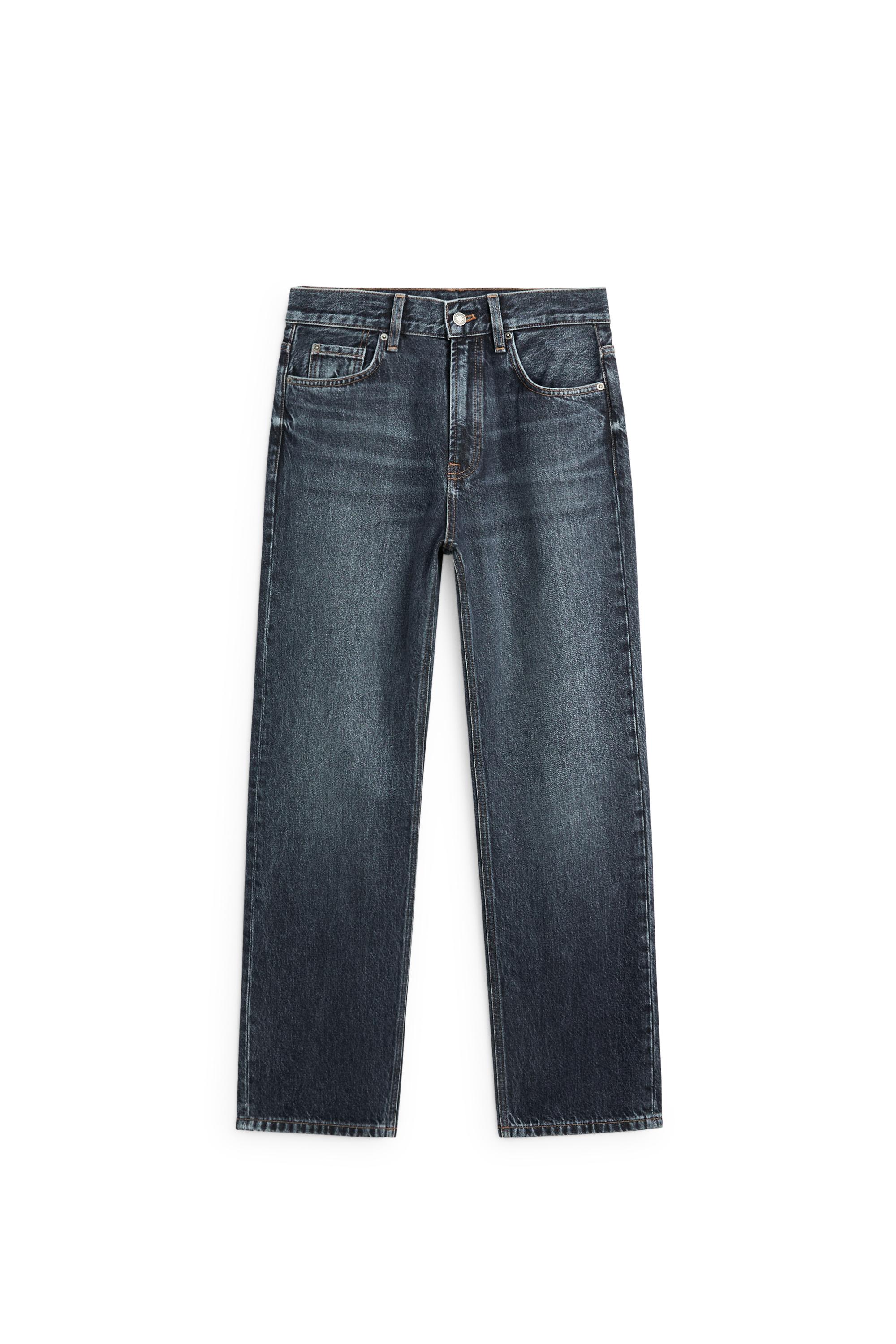 High-waist straight-leg jeans — MEDIUM BLUE