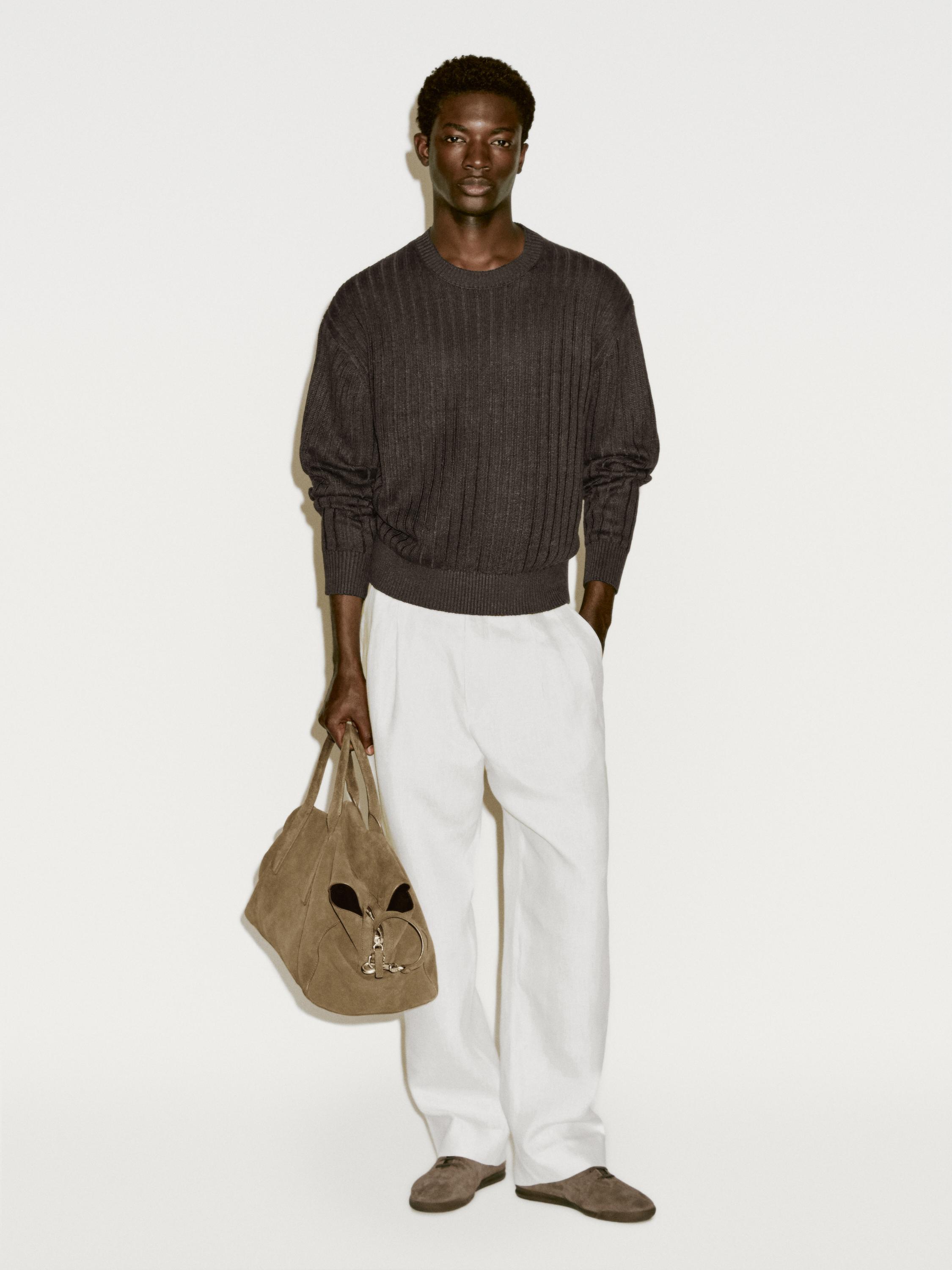 Linen ribbed knitted jumper - Limited edition