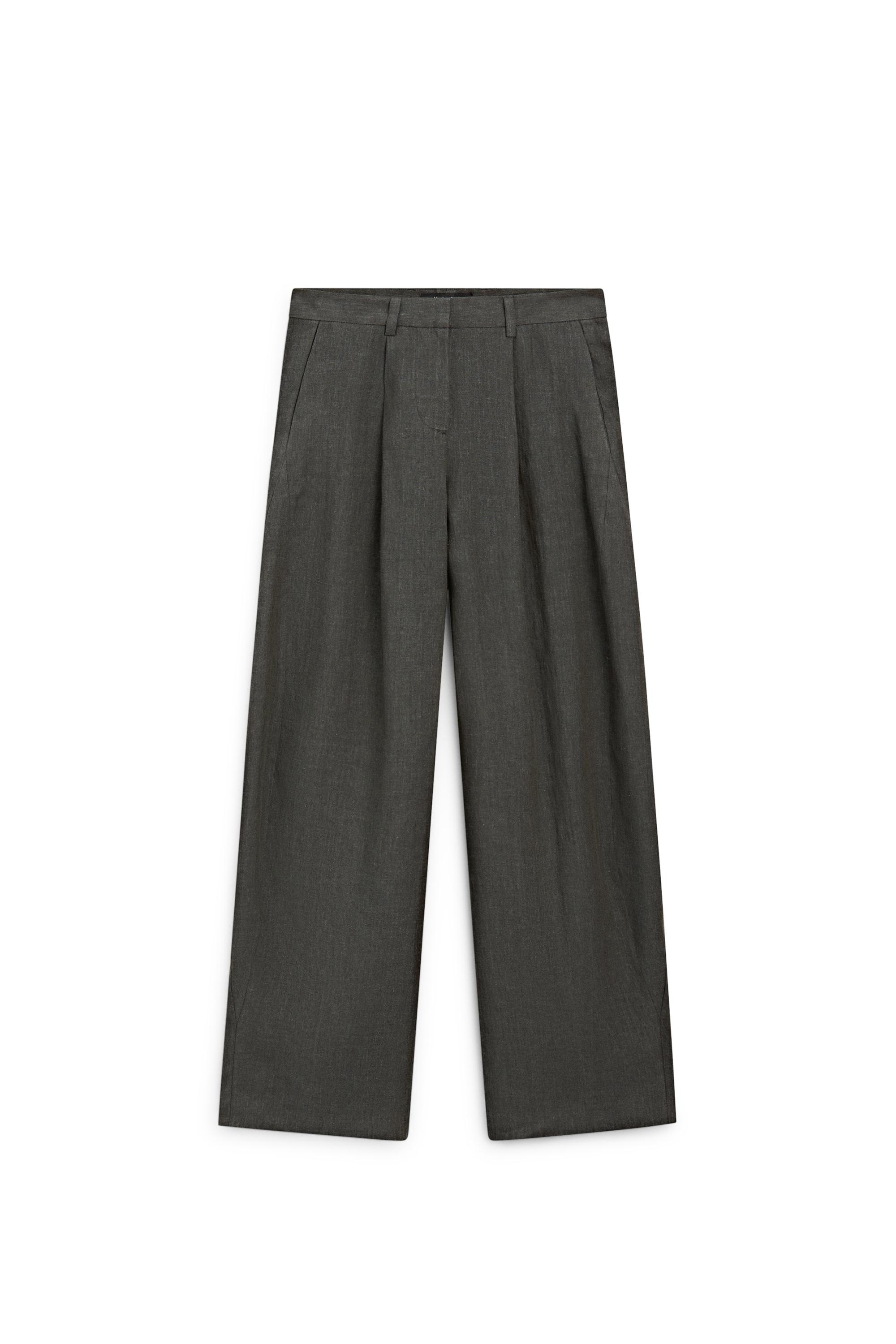 Melange trousers with linen side piece — BLUISH GREEN