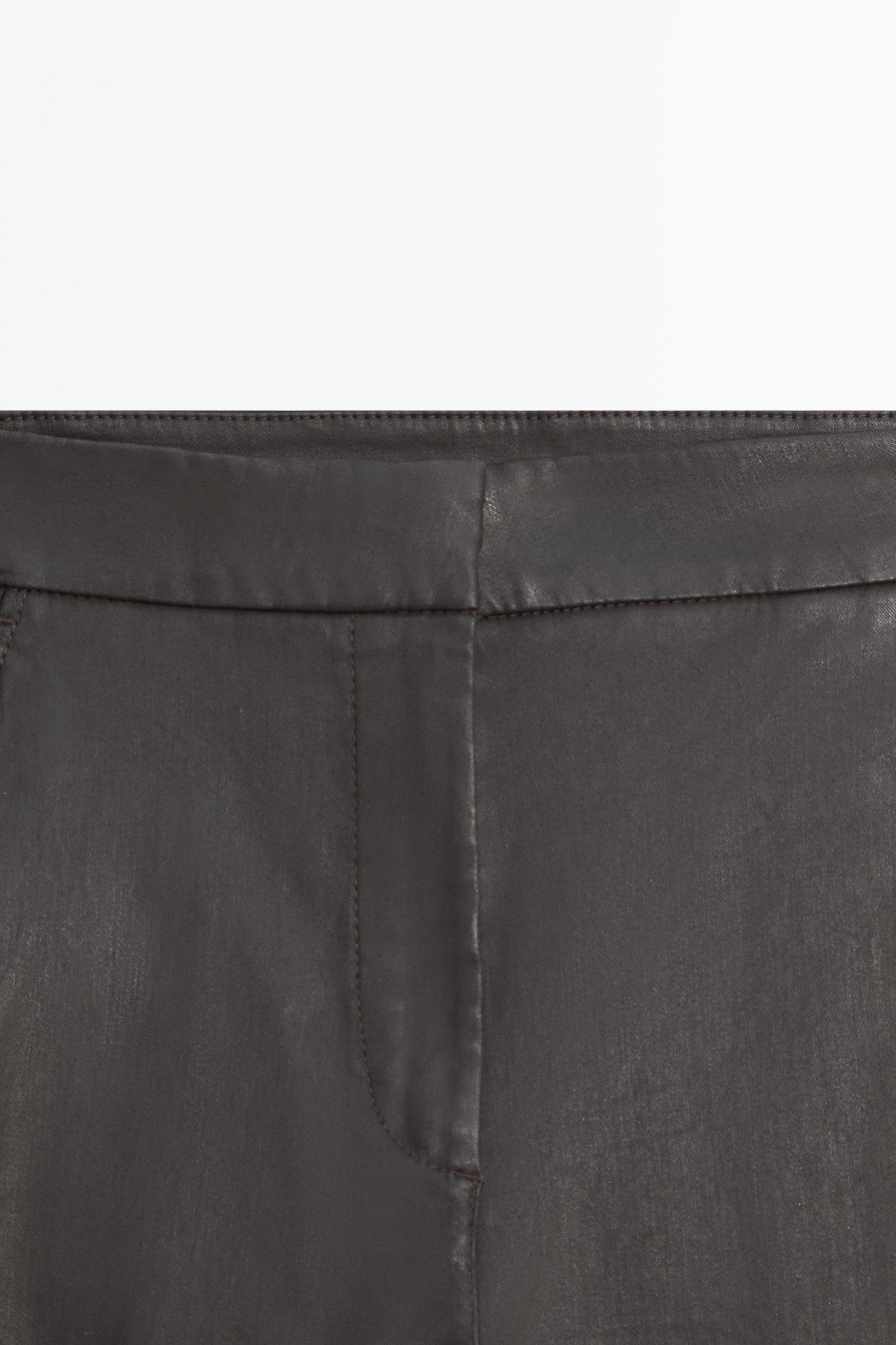 Waxed flare fit trousers — BROWN
