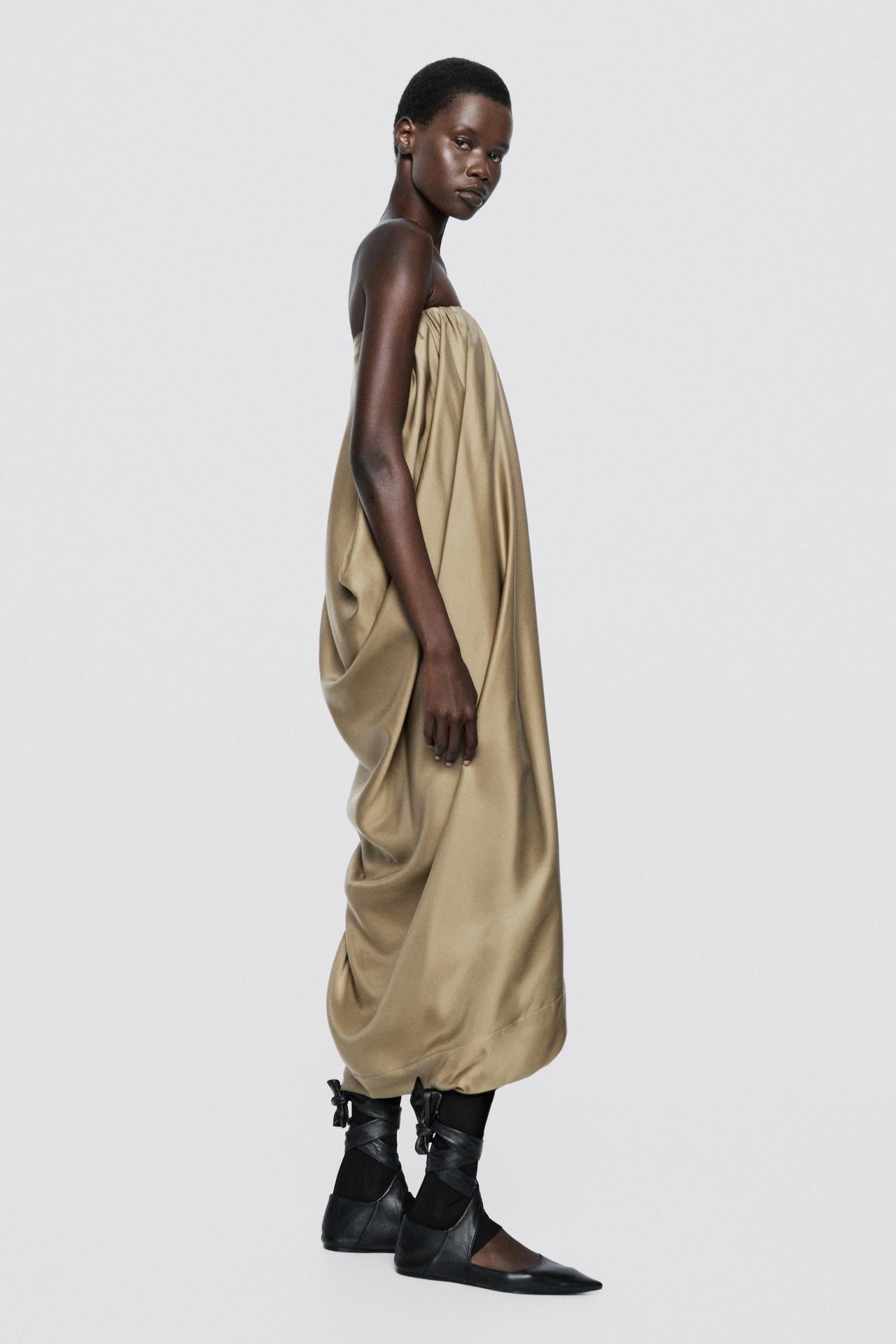 Strapless gathered dress - LIMITED EDITION — CHAMPAGNE