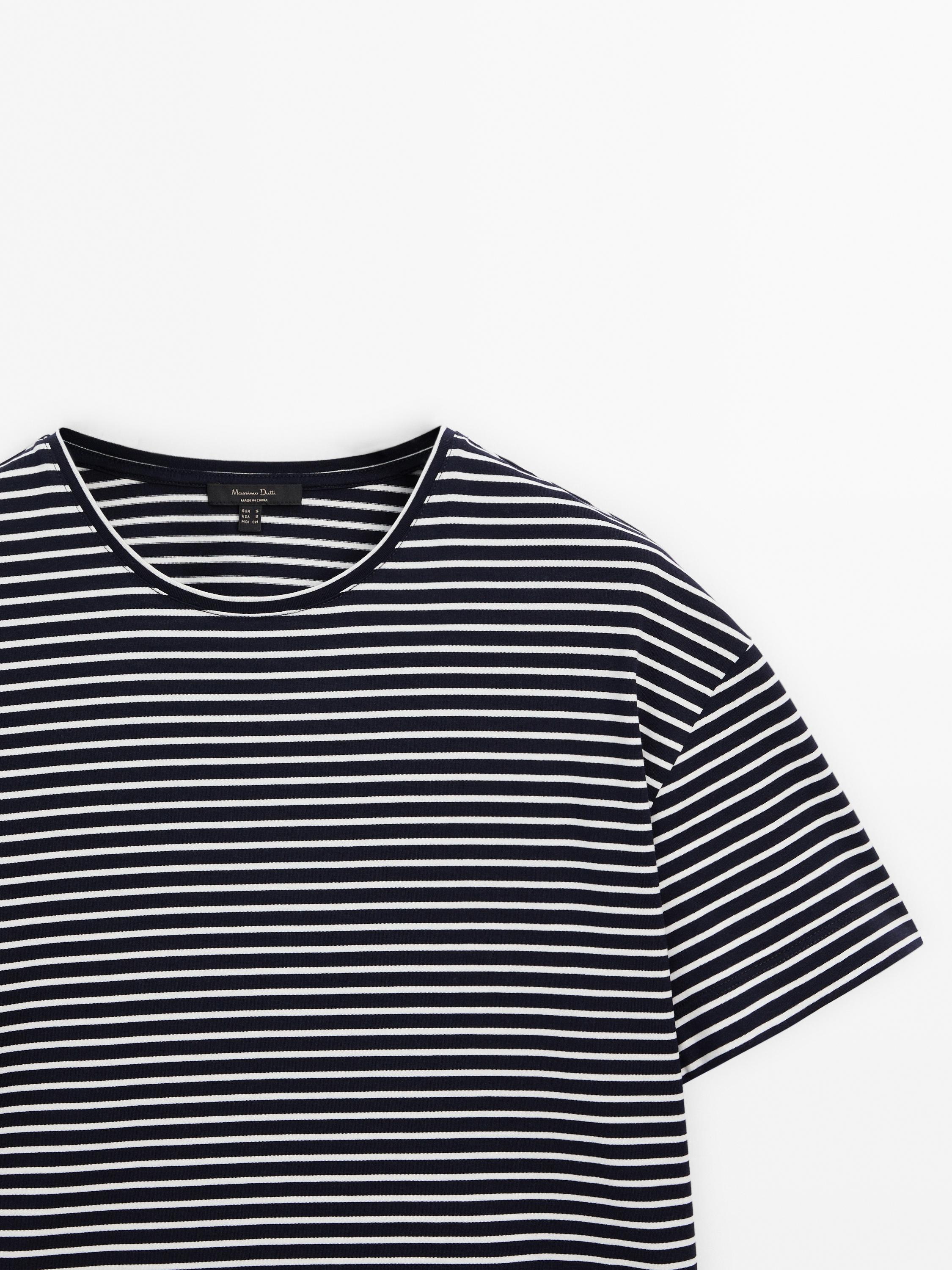 Short sleeve striped cropped T-shirt