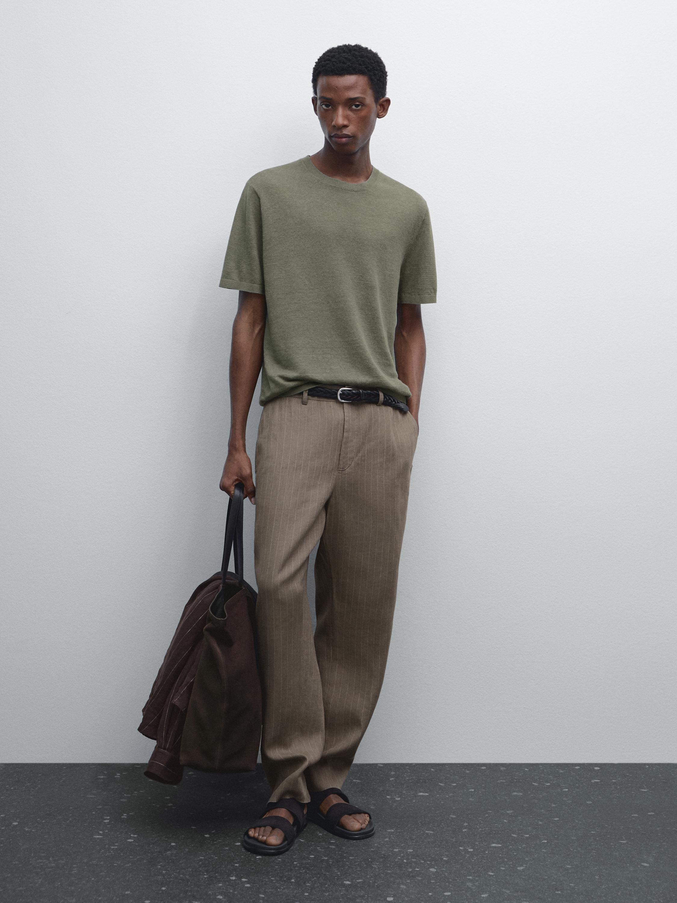 T-shirt en maille à manches courtes en lin