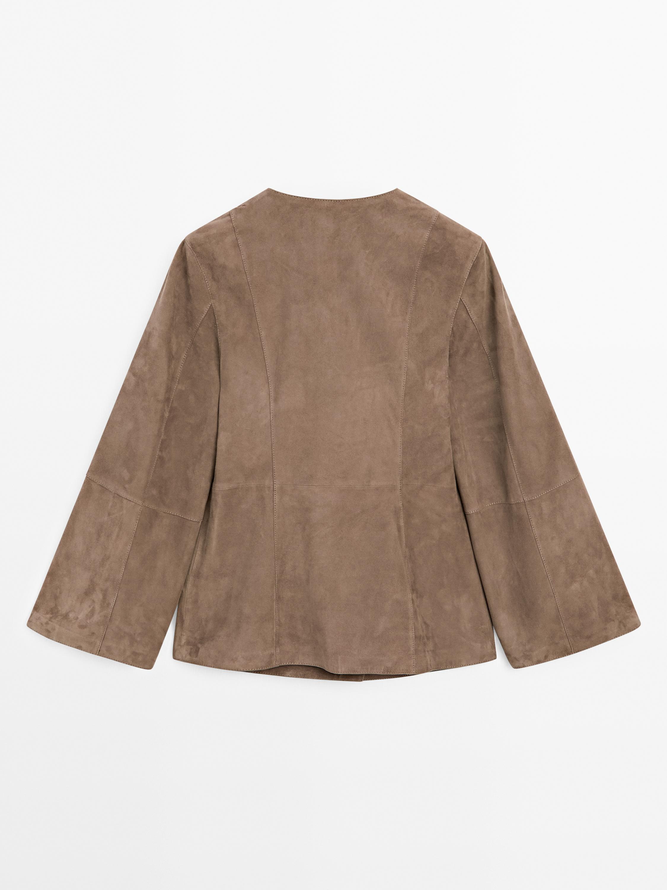 Kimono cache-cœur en cuir et daim