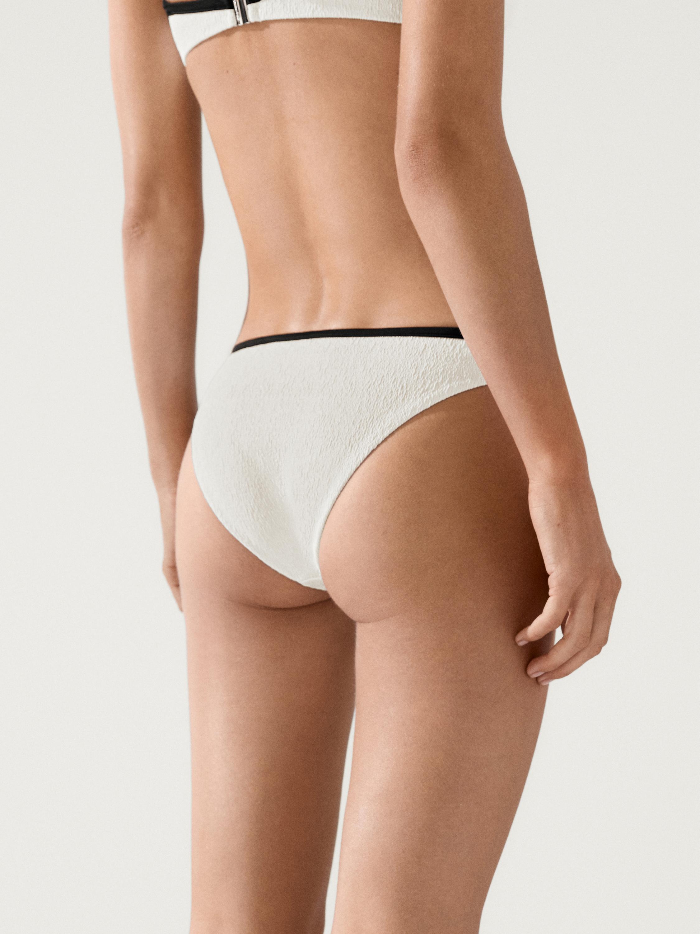 Contrast textured bikini bottoms — Off white