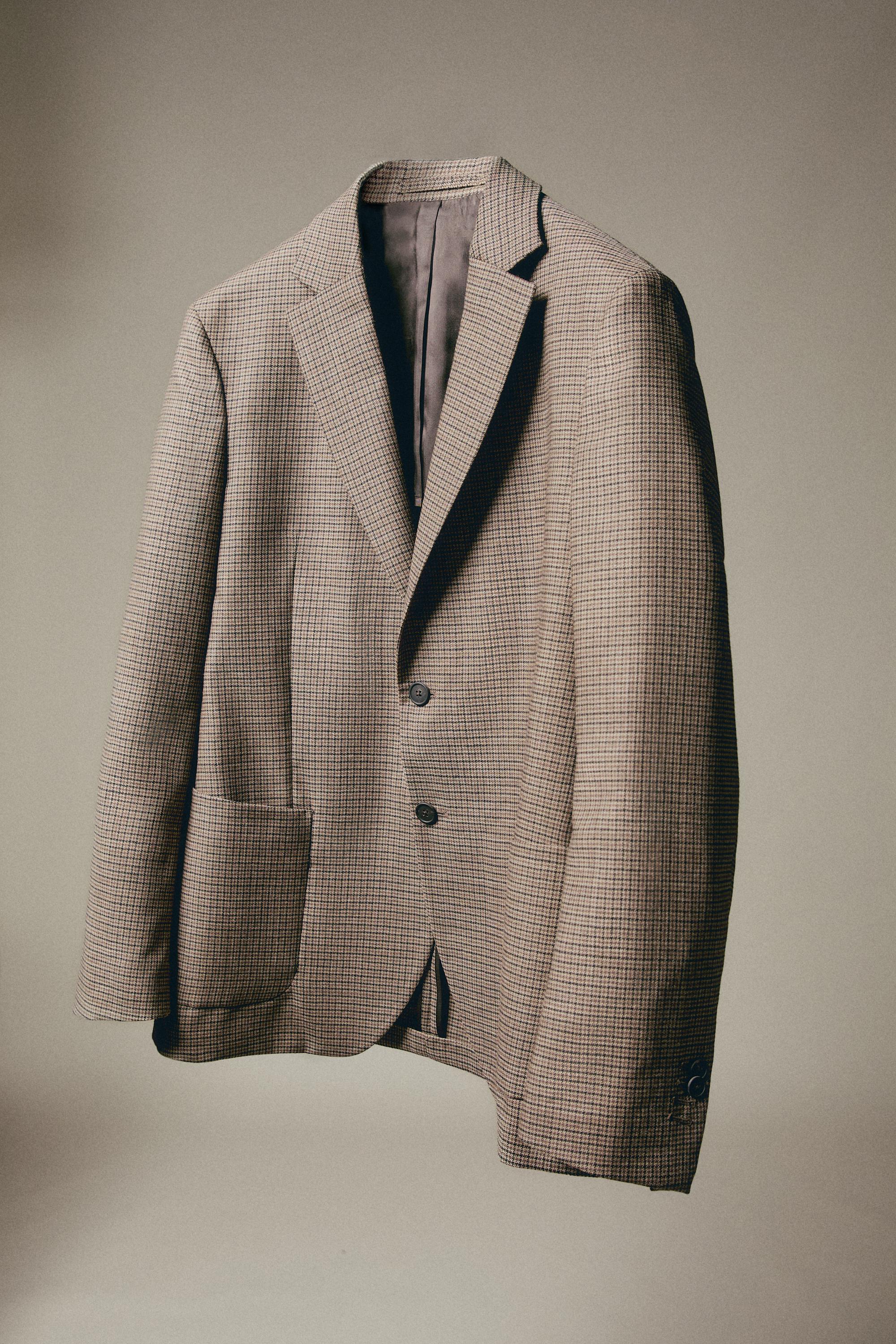 100% wool houndstooth blazer — BEIGE MARL