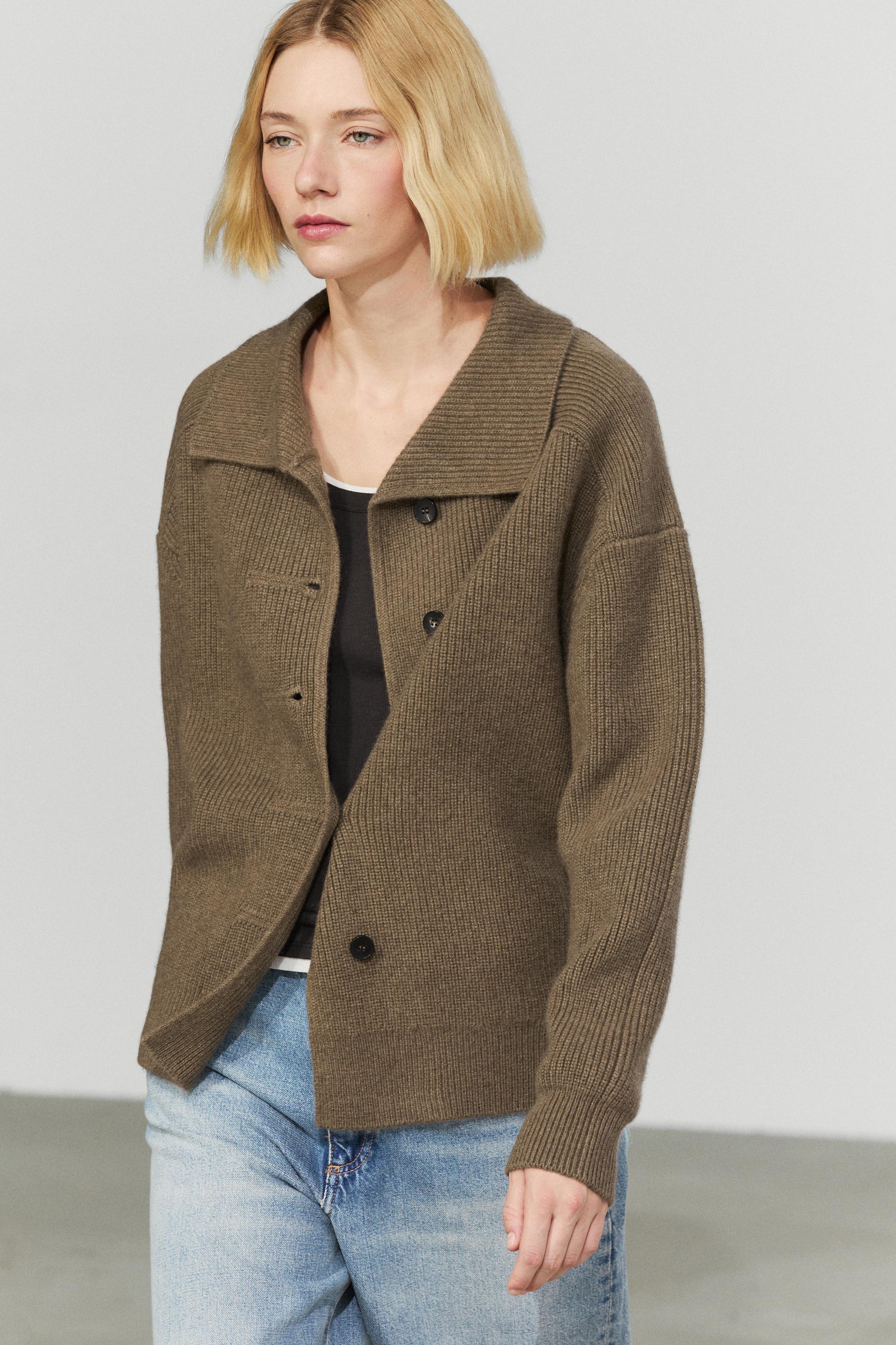 100% cashmere cross-over knit cardigan