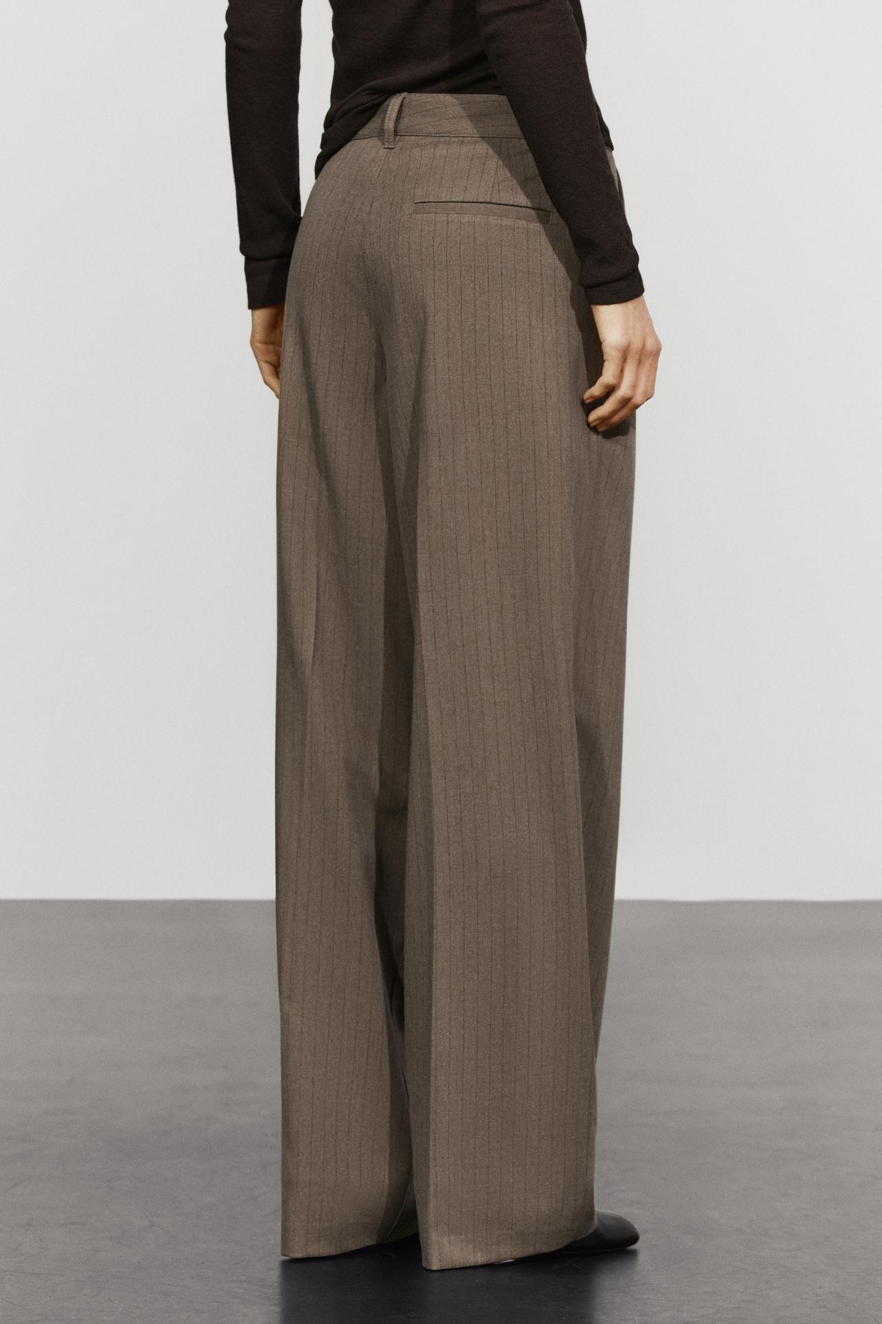 Pinstripe wide-leg pants — MOLE BROWN