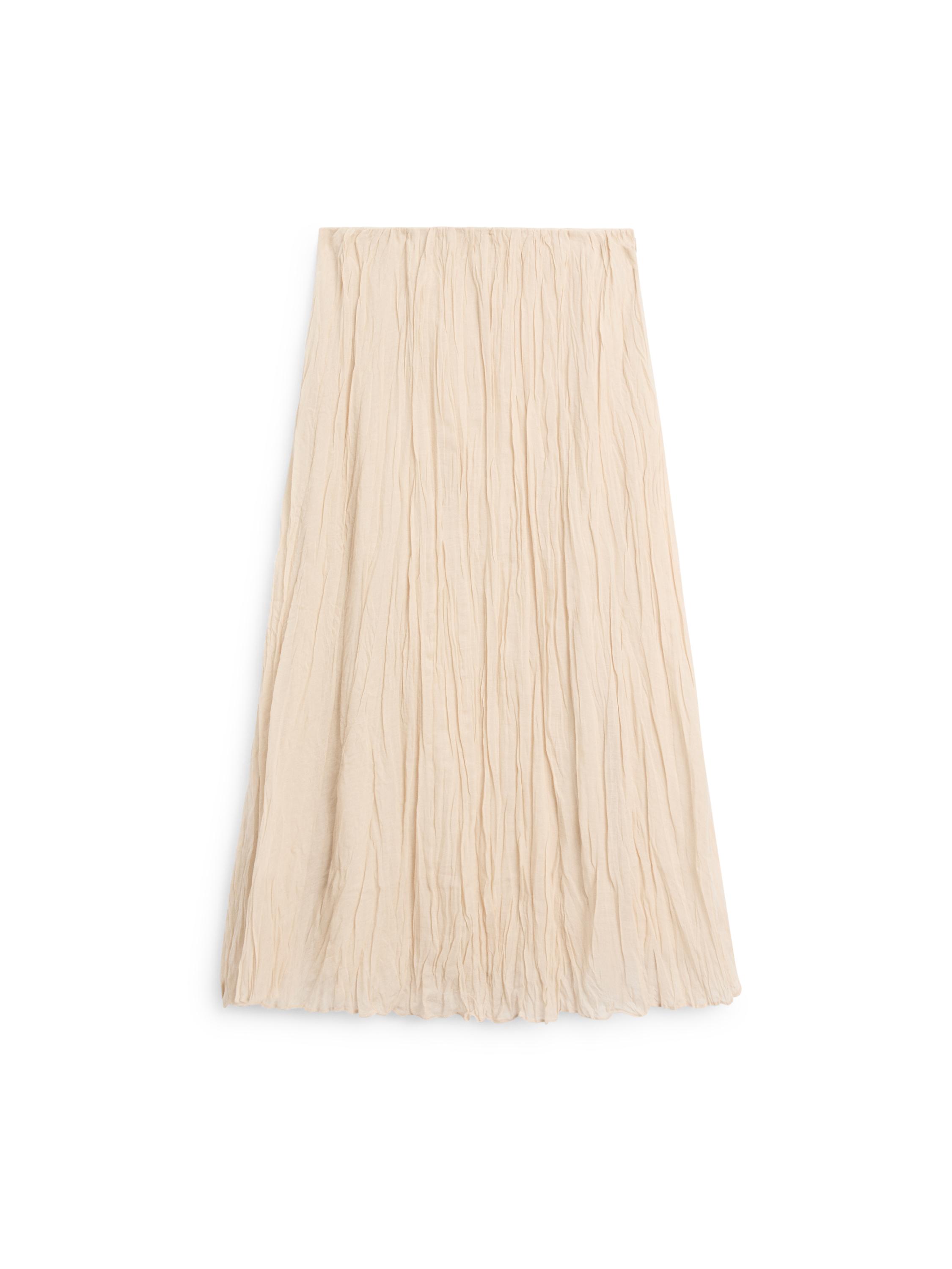 Flowing midi skirt with pleated detail — CREAM