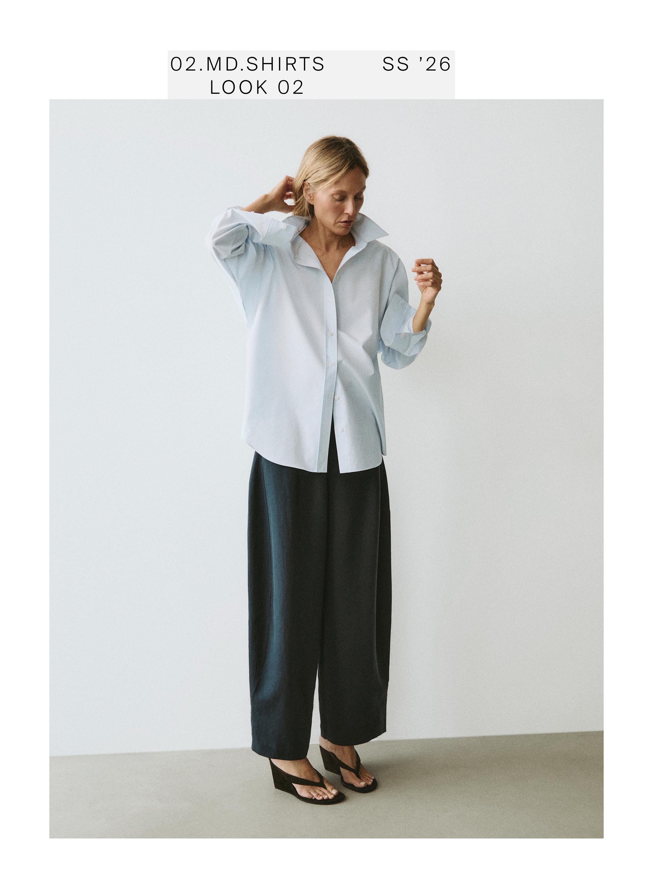 Poplin and cotton blend shirt — SKY BLUE