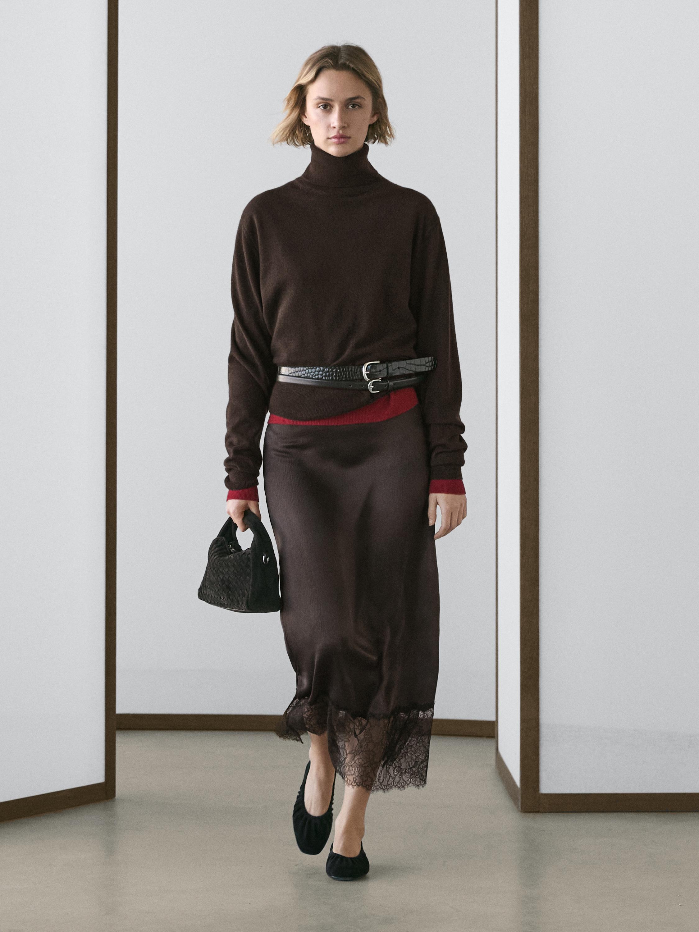 Falda midi lencera encaje