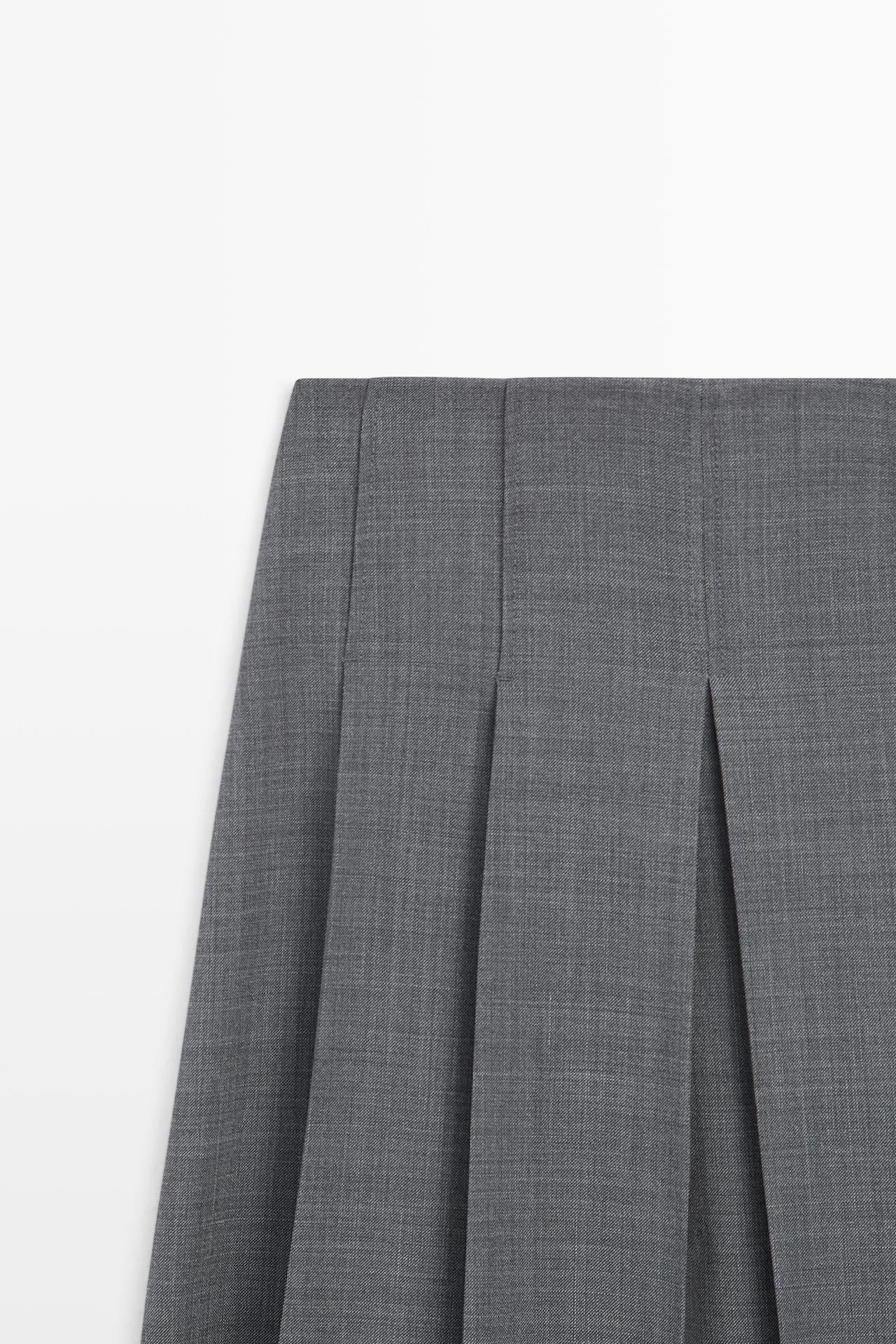 Pleated wool-blend midi skirt — GREY