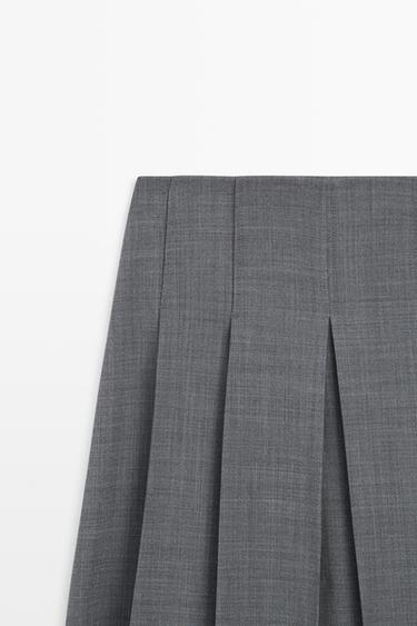 Pleated wool-blend midi skirt — GREY 4