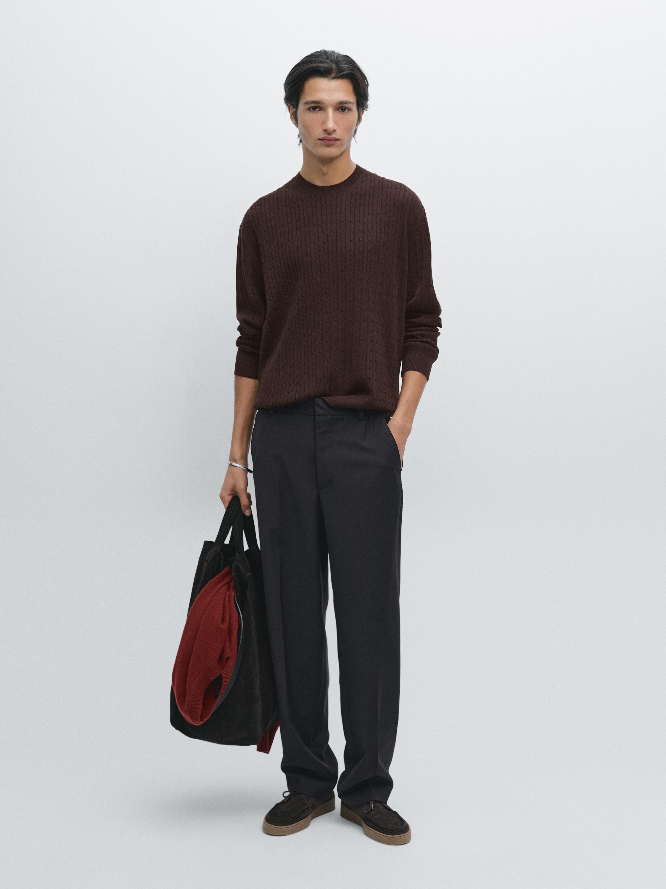 Sweter rajut kabel campuran katun