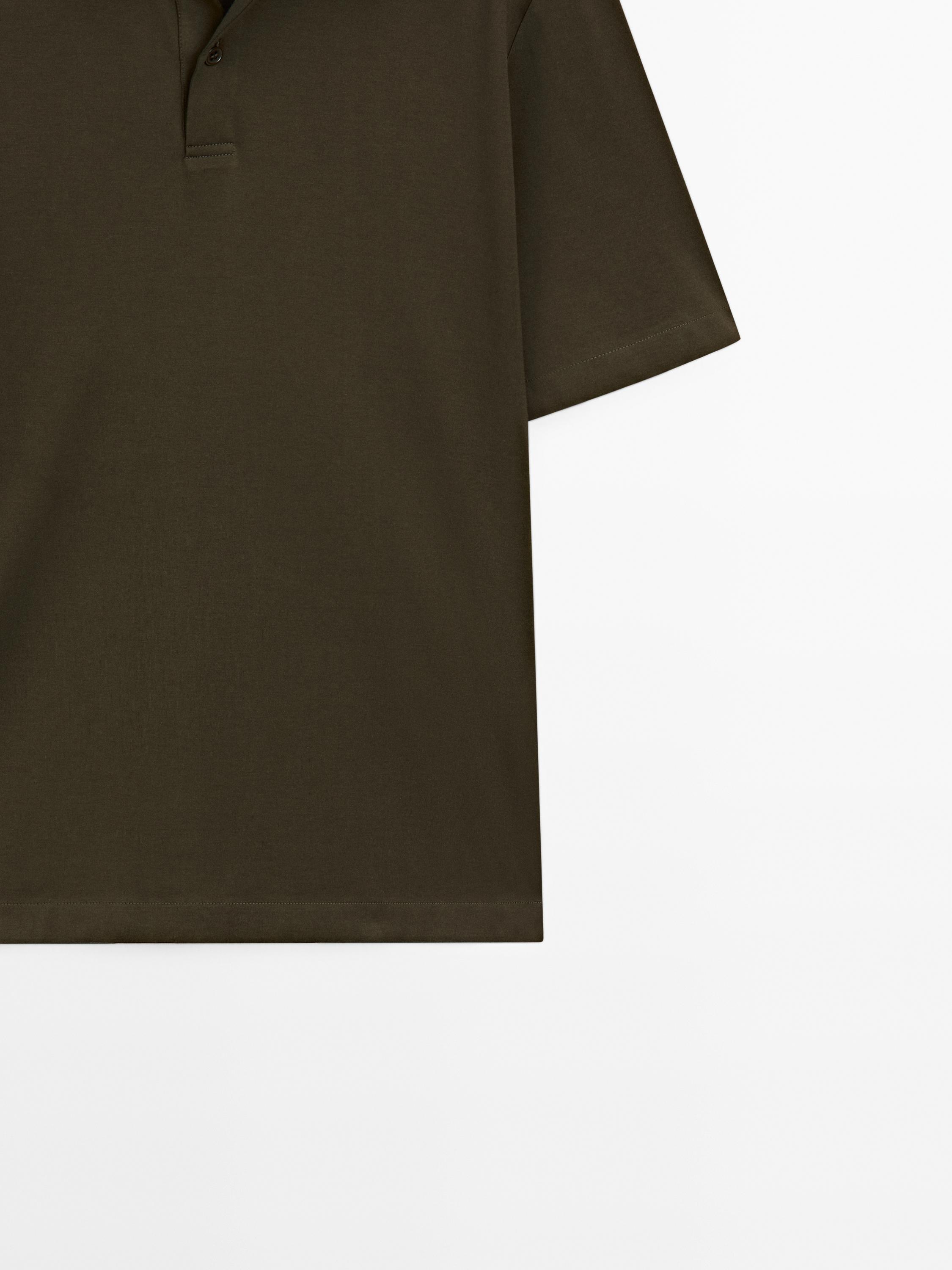 Slim fit cotton blend polo shirt