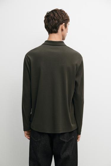100% cotton long sleeve polo shirt — PALE OCHRE 5
