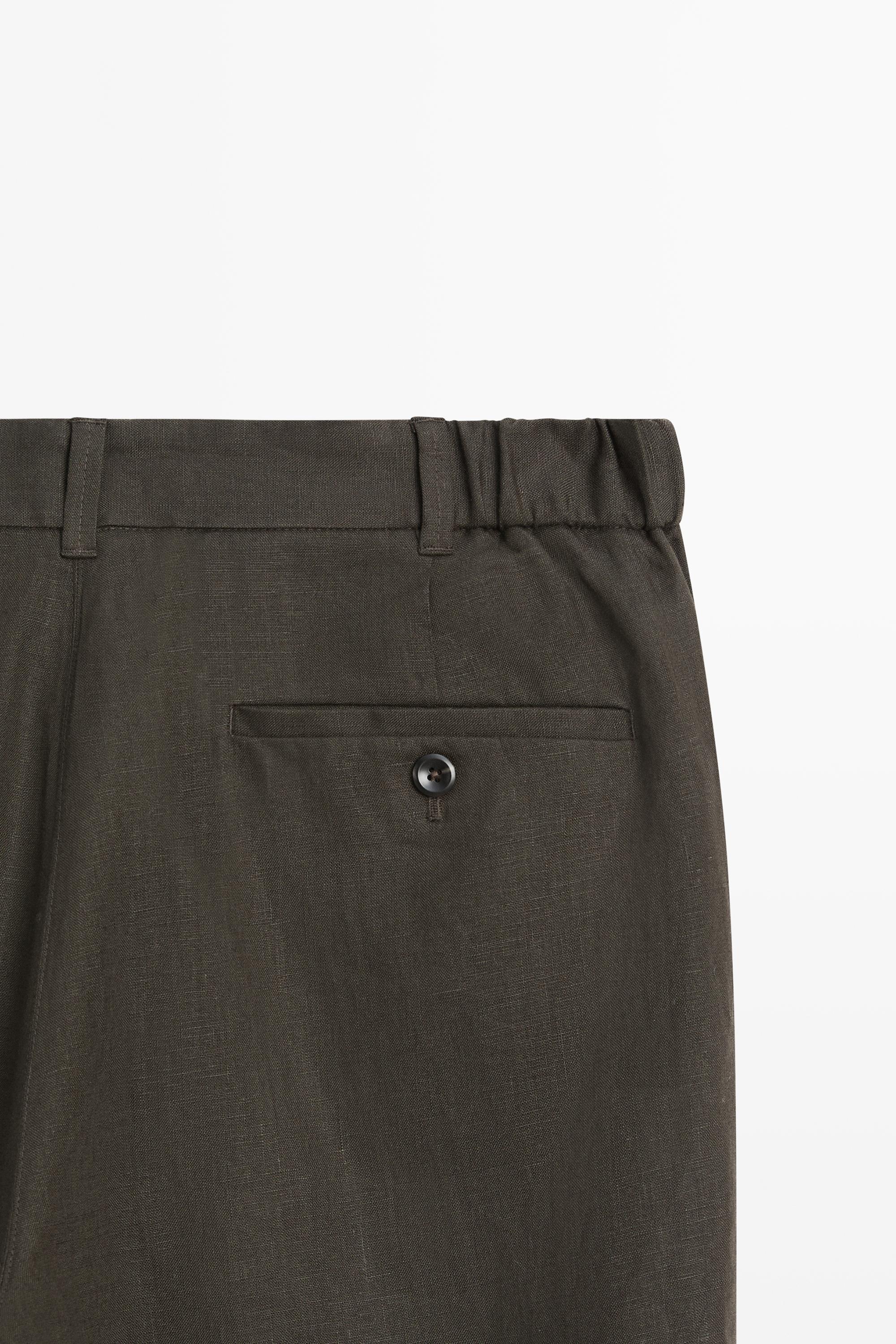 Tapered fit linen pants — GREEN