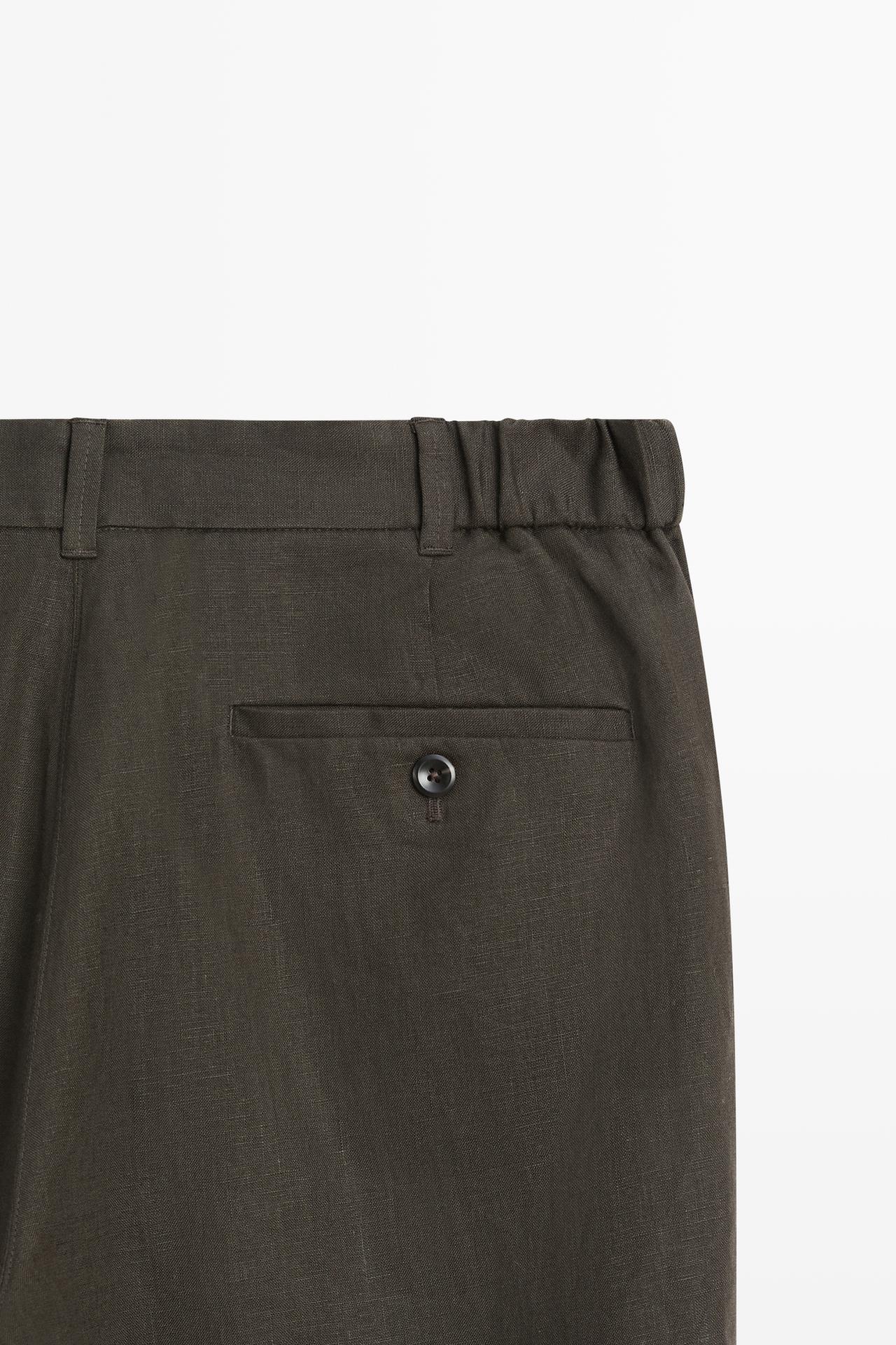 Tapered fit linen pants — GREEN