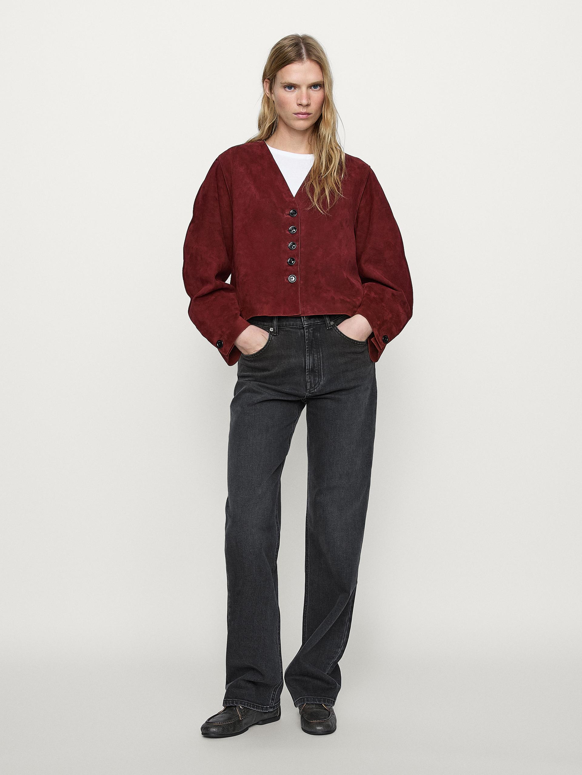 Proste Jeansy Z Wysokim Stanem - Czarny - 36 - Massimo Dutti - Kobieta