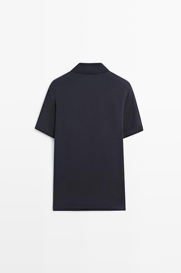 Textured 100% cotton polo shirt — DARK BLUE 6