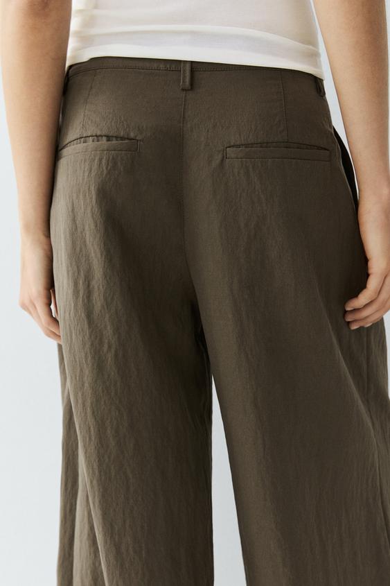 Pilili geniş paça teknik pantolon