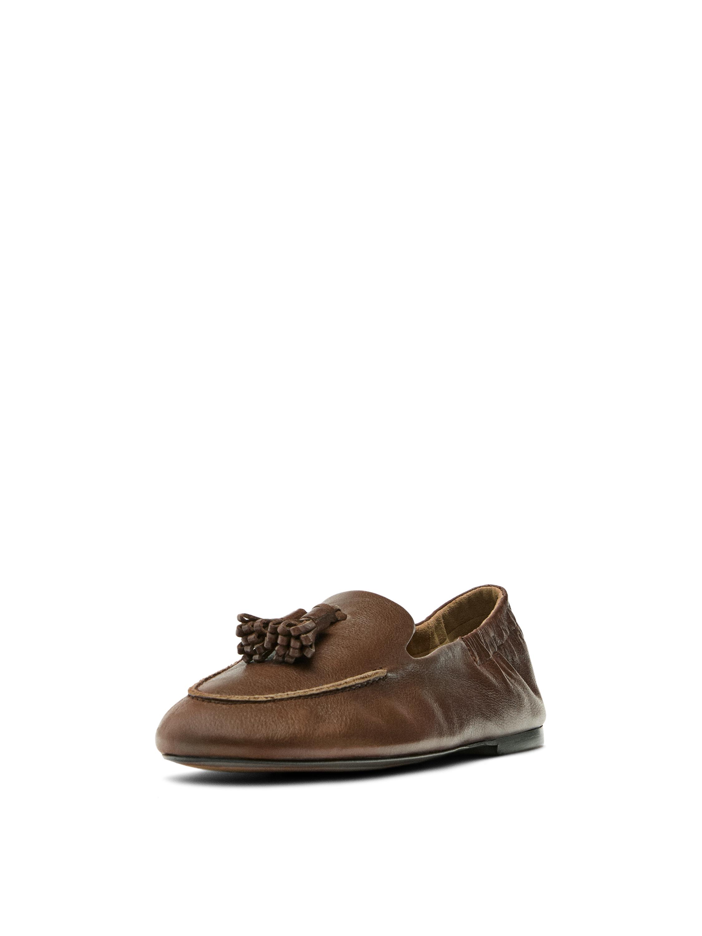Leather tassel loafers — HAZELNUT BROWN