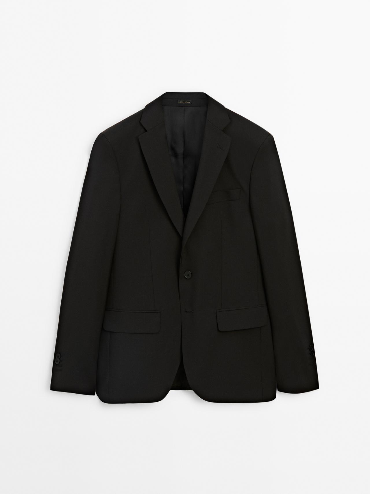 Massimo Dutti - Heren - 100% Wollen Kostuumblazer - Zwart - 46