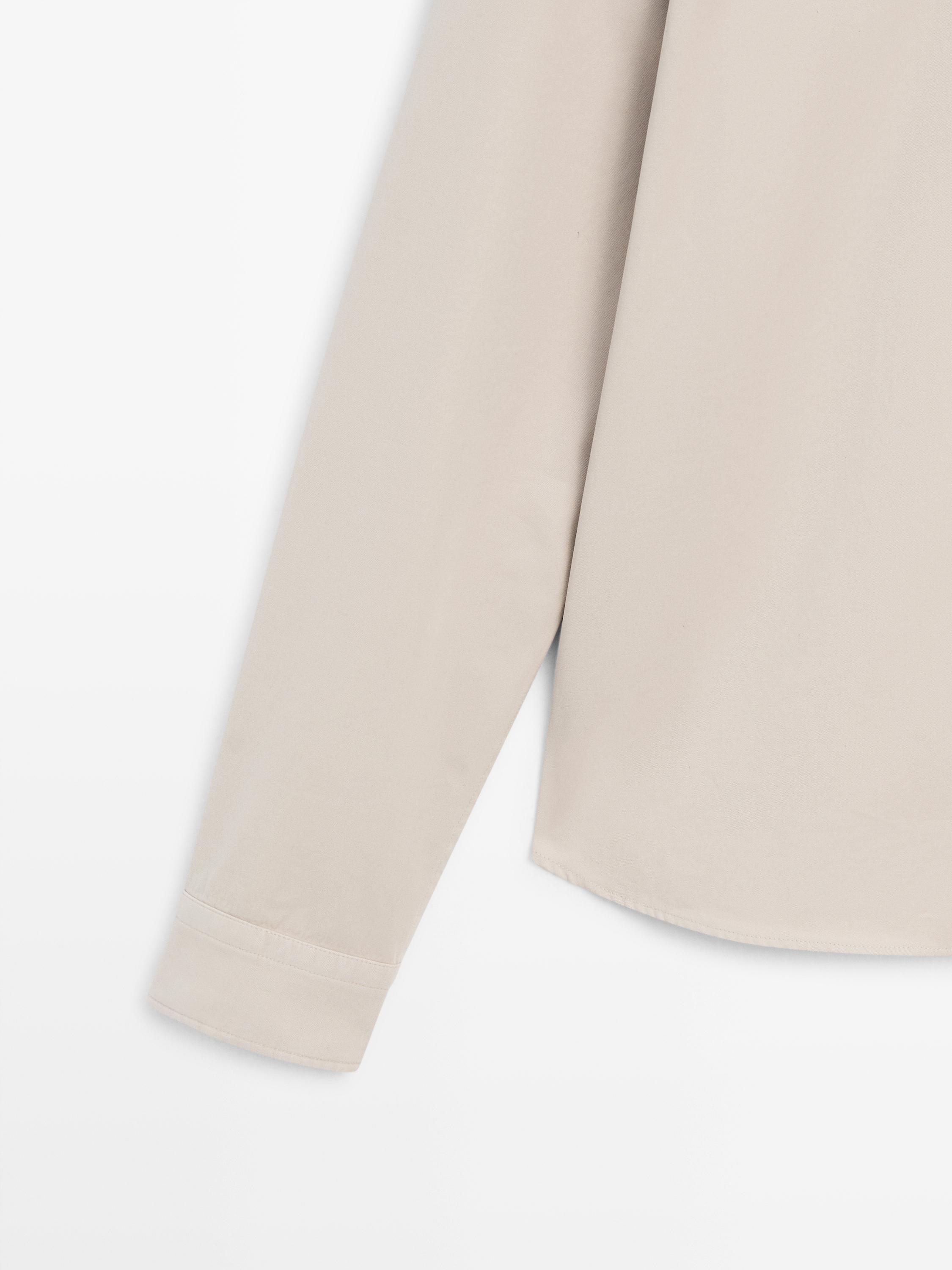 Cotton overshirt with pocket details — BEIGE