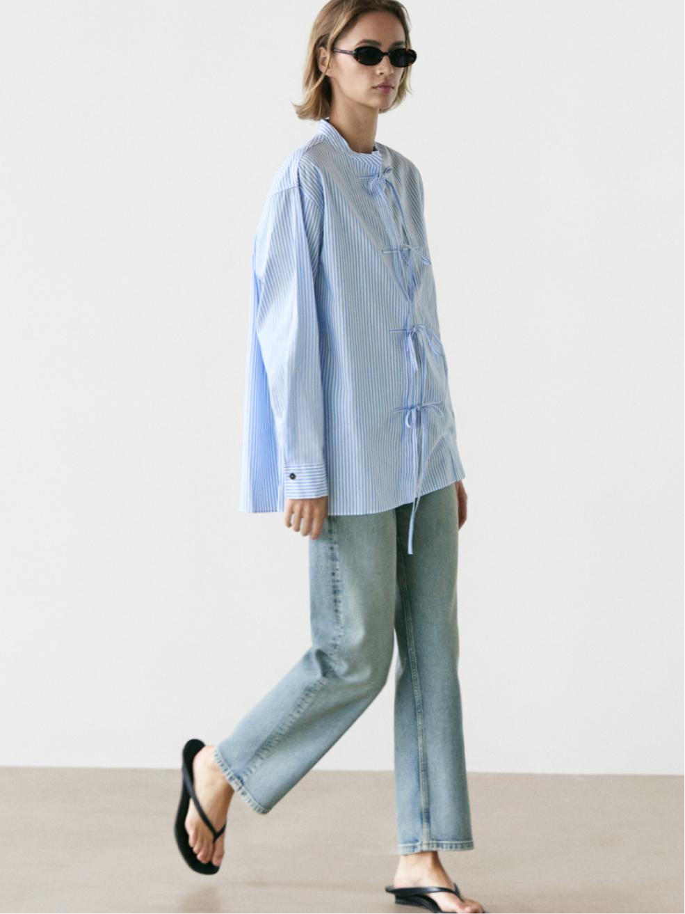 High-waist barrel fit jeans — Light Blue