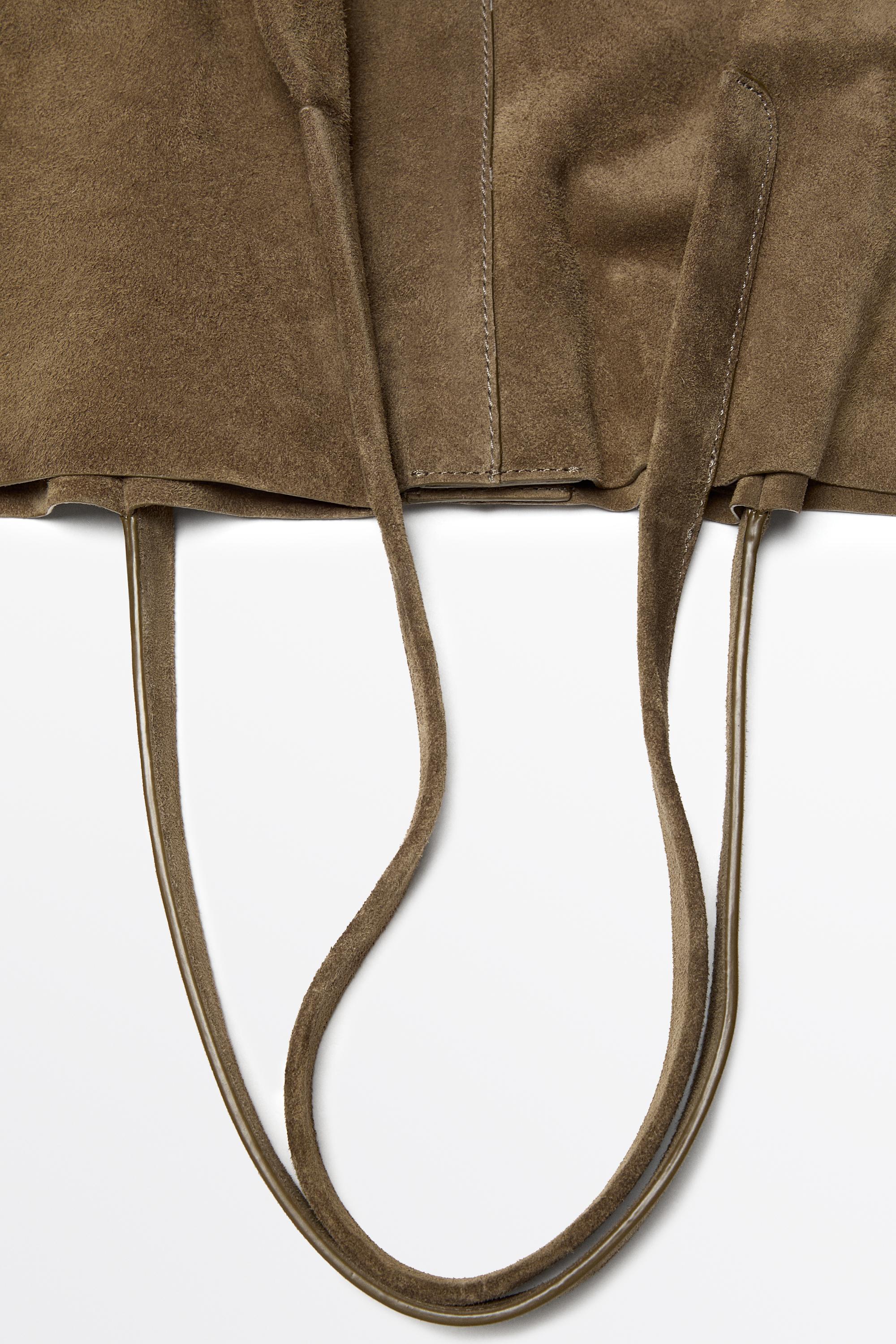 Split suede leather tote bag — SAND