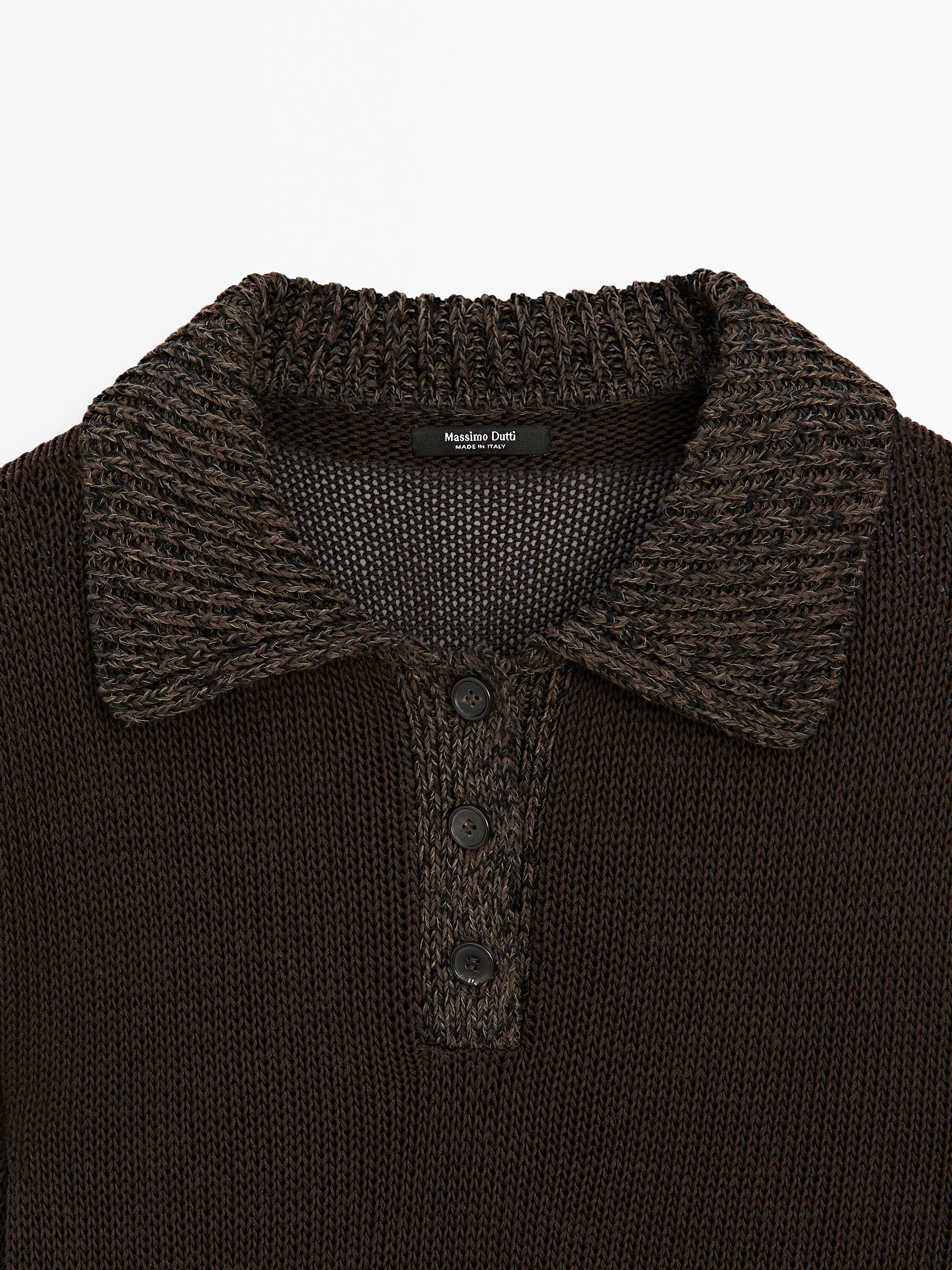 Polo sweater with contrast collar