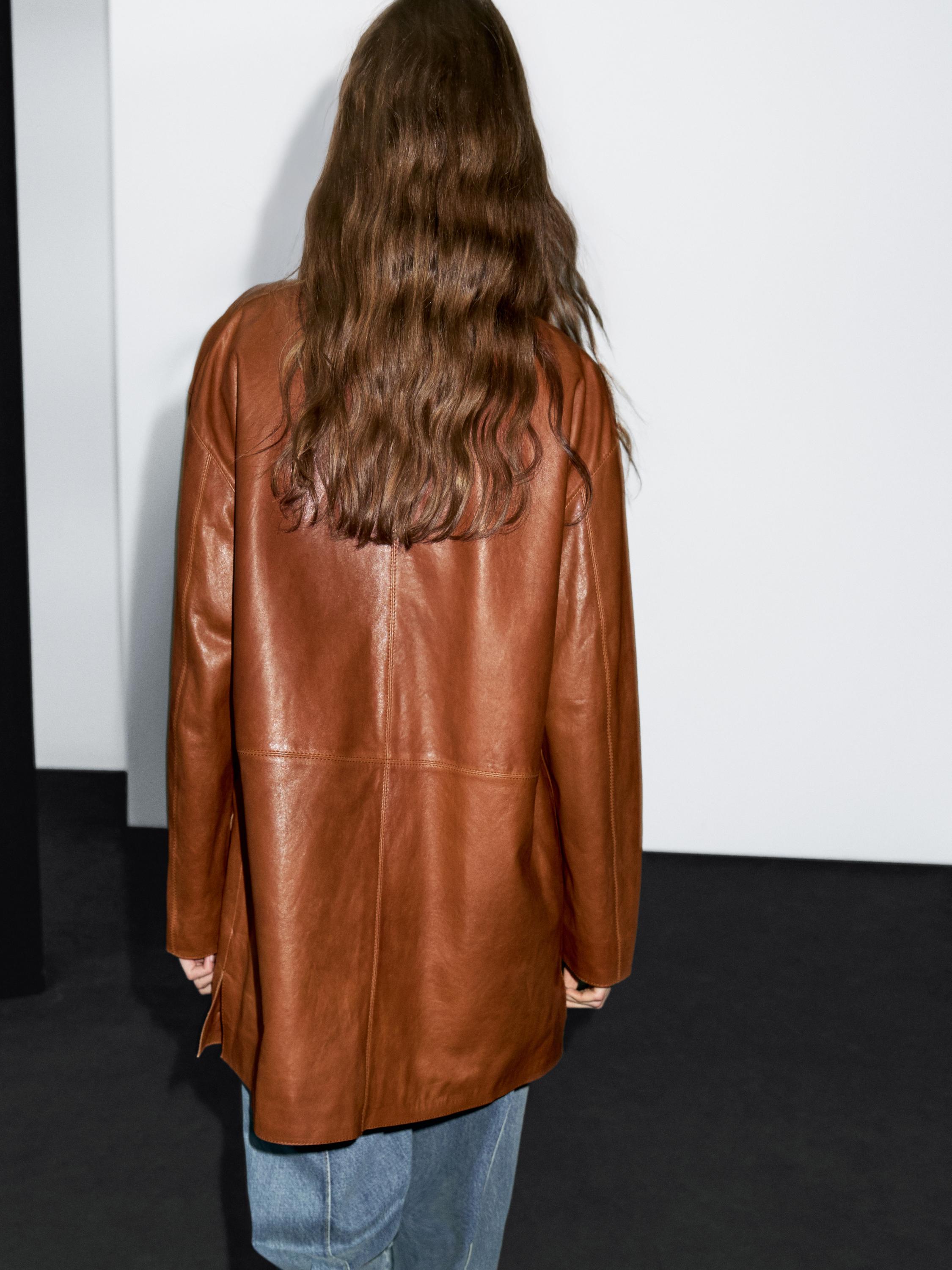 Long nappa leather coat