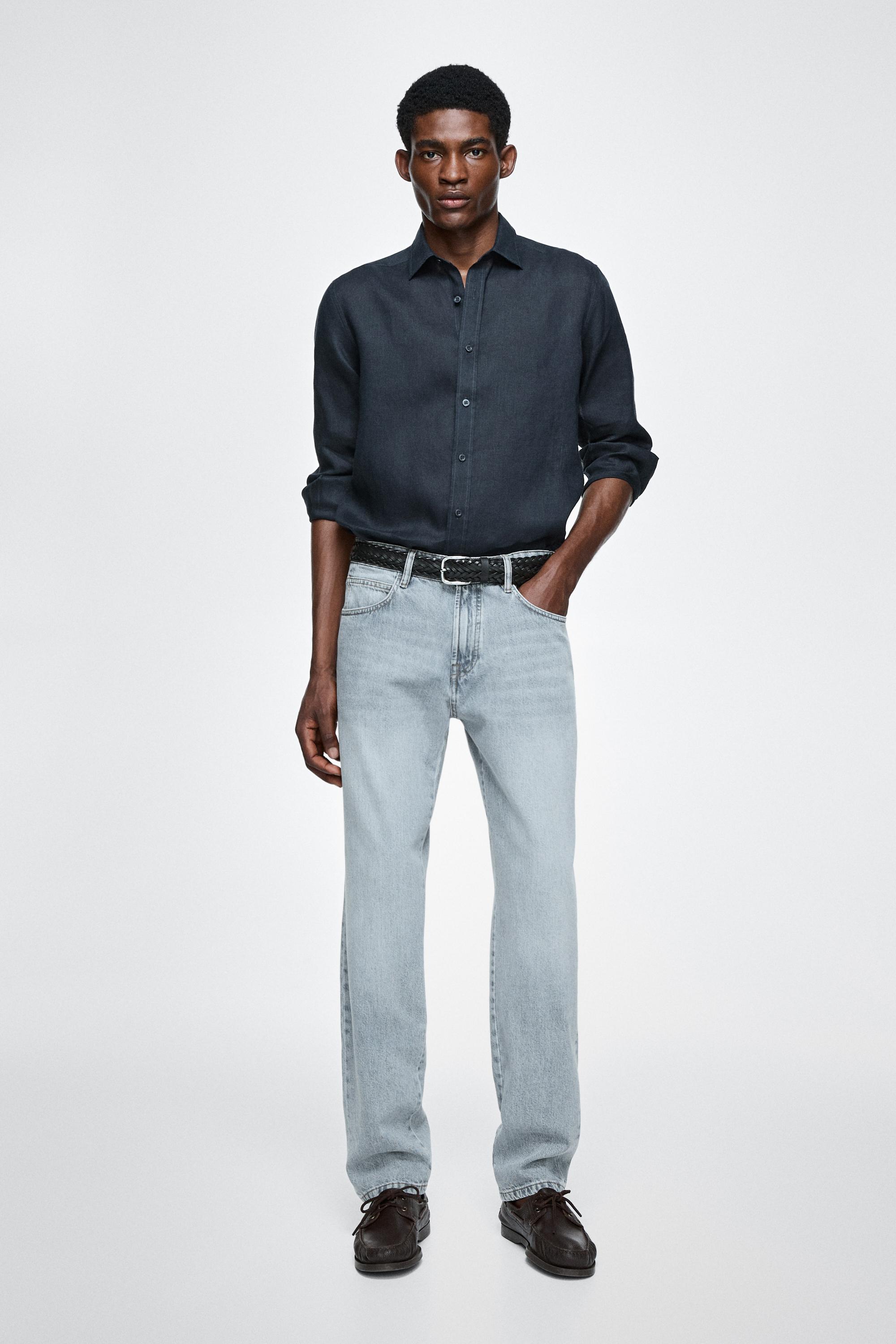 Tapered fit cotton jeans — MEDIUM BLUE