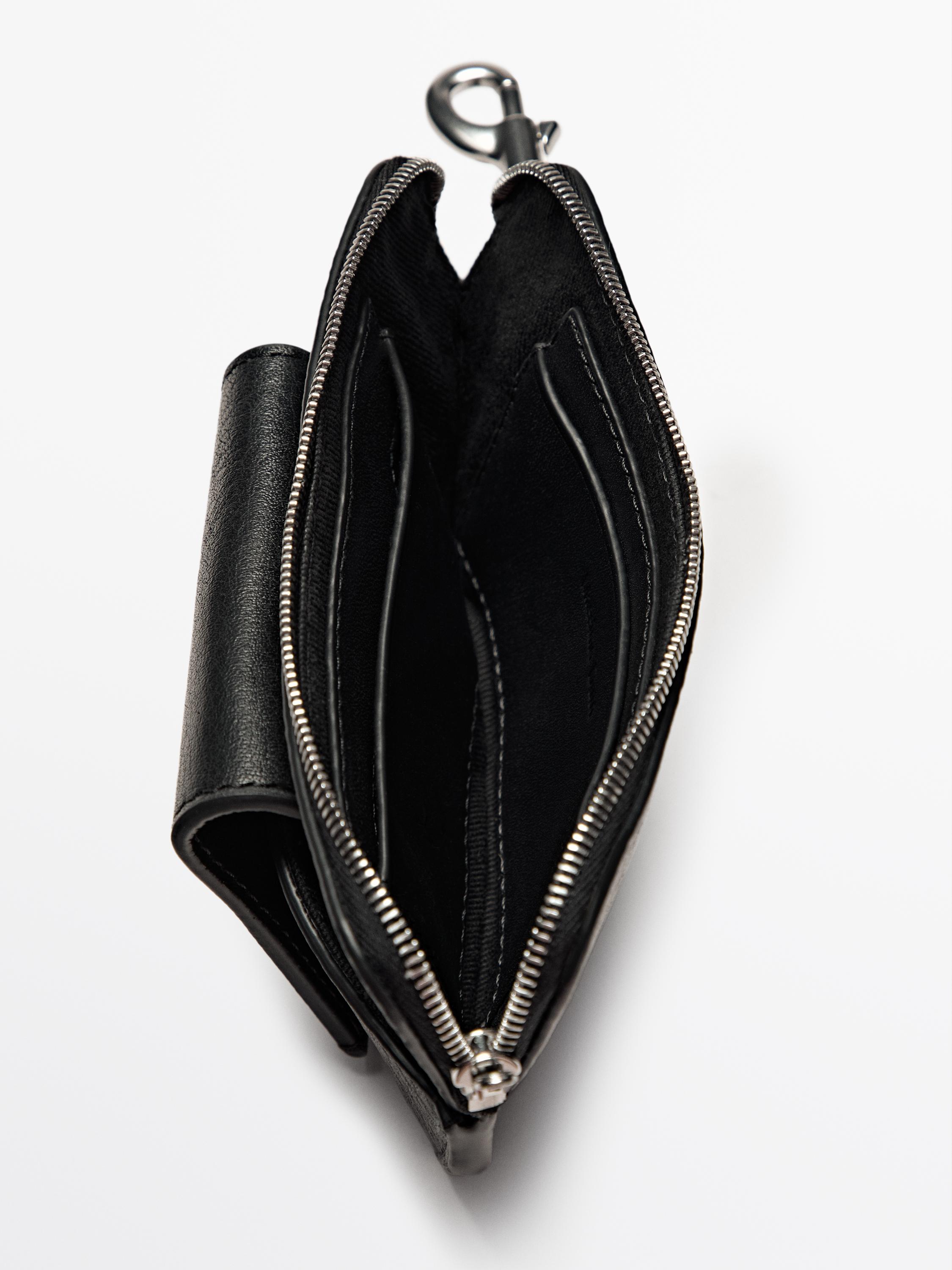 Étui à lunettes porte-monnaie en bandoulière cuir nappa