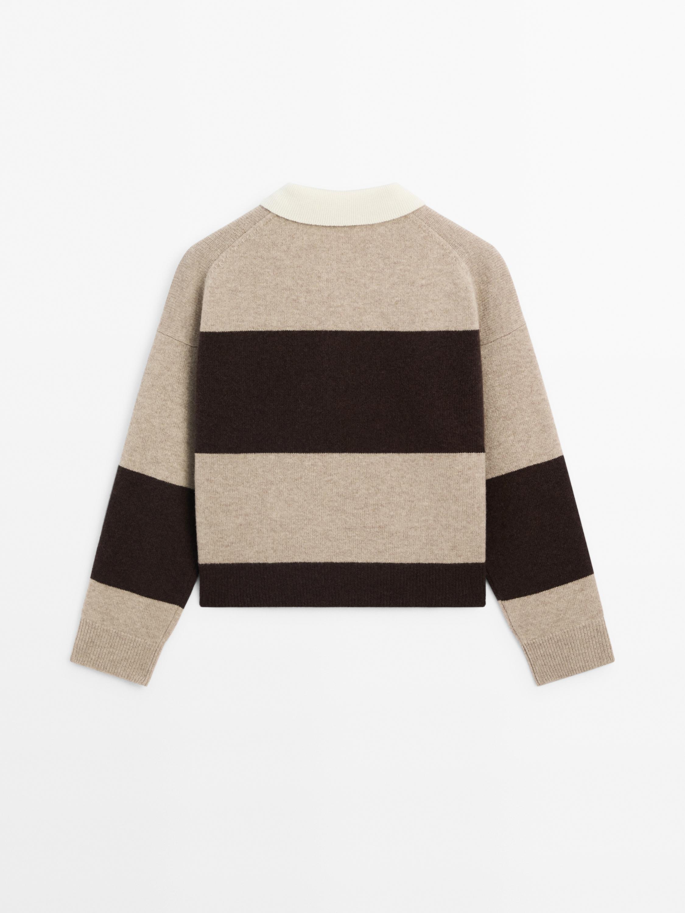 Wool blend polo collar sweater