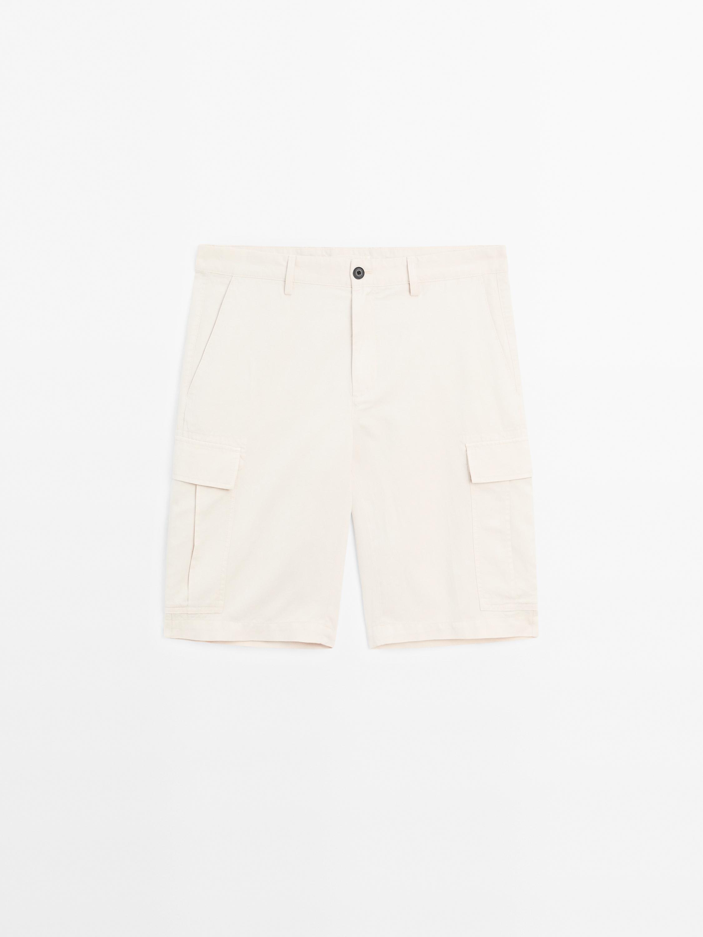 Cotton blend cargo Bermuda shorts