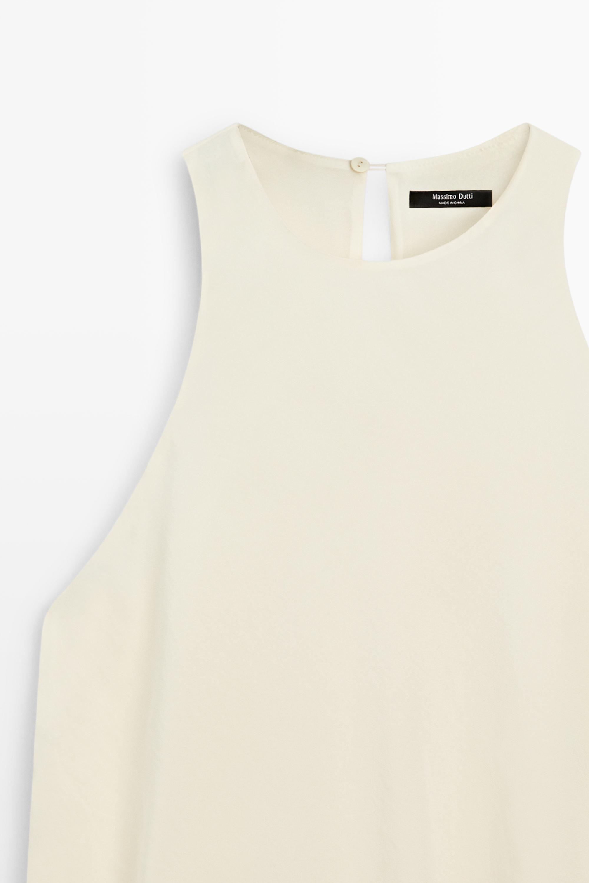 Flowing midi dress with ruffles — CREAM