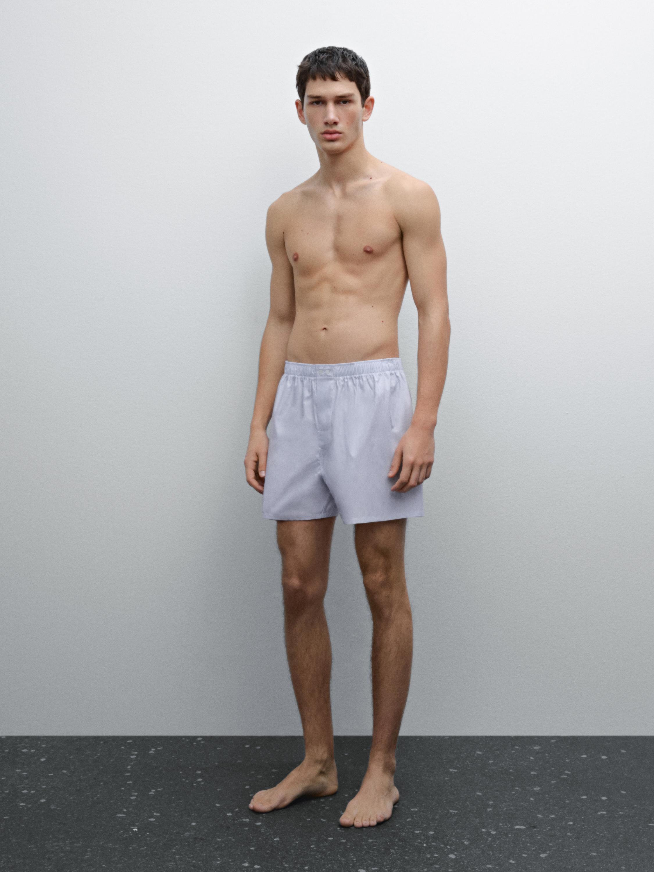 Mikrostribede boxershorts i poplin