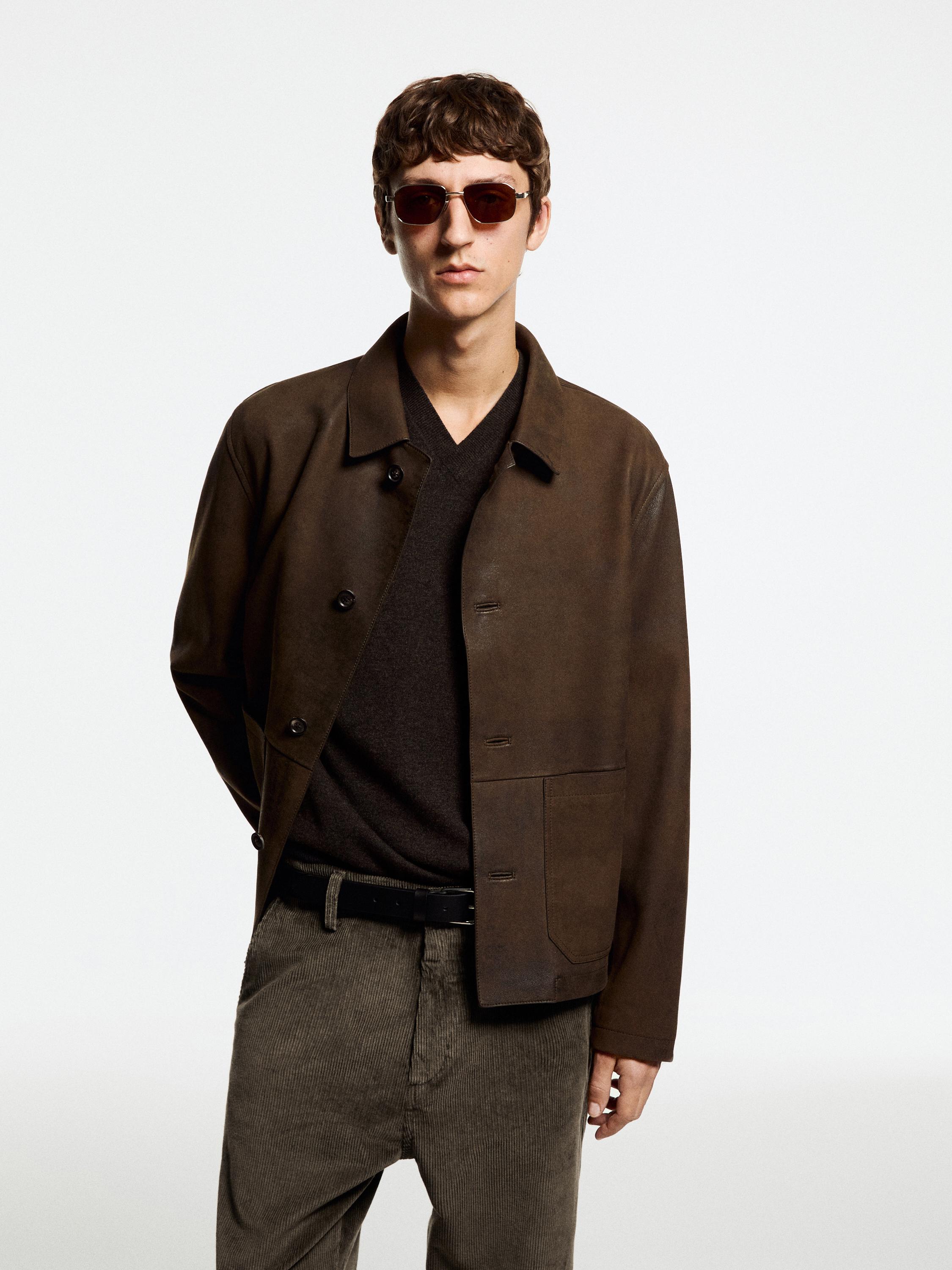 Relaxed fit corduroy denim-effect trousers