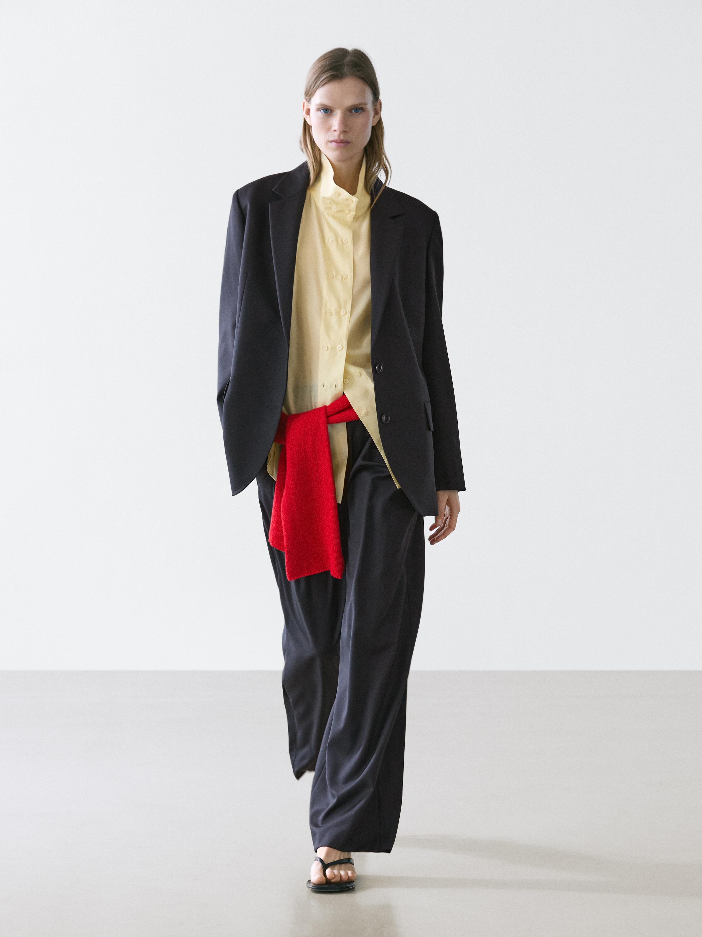 100% extra fine wool two-button blazer — NAVY BLUE
