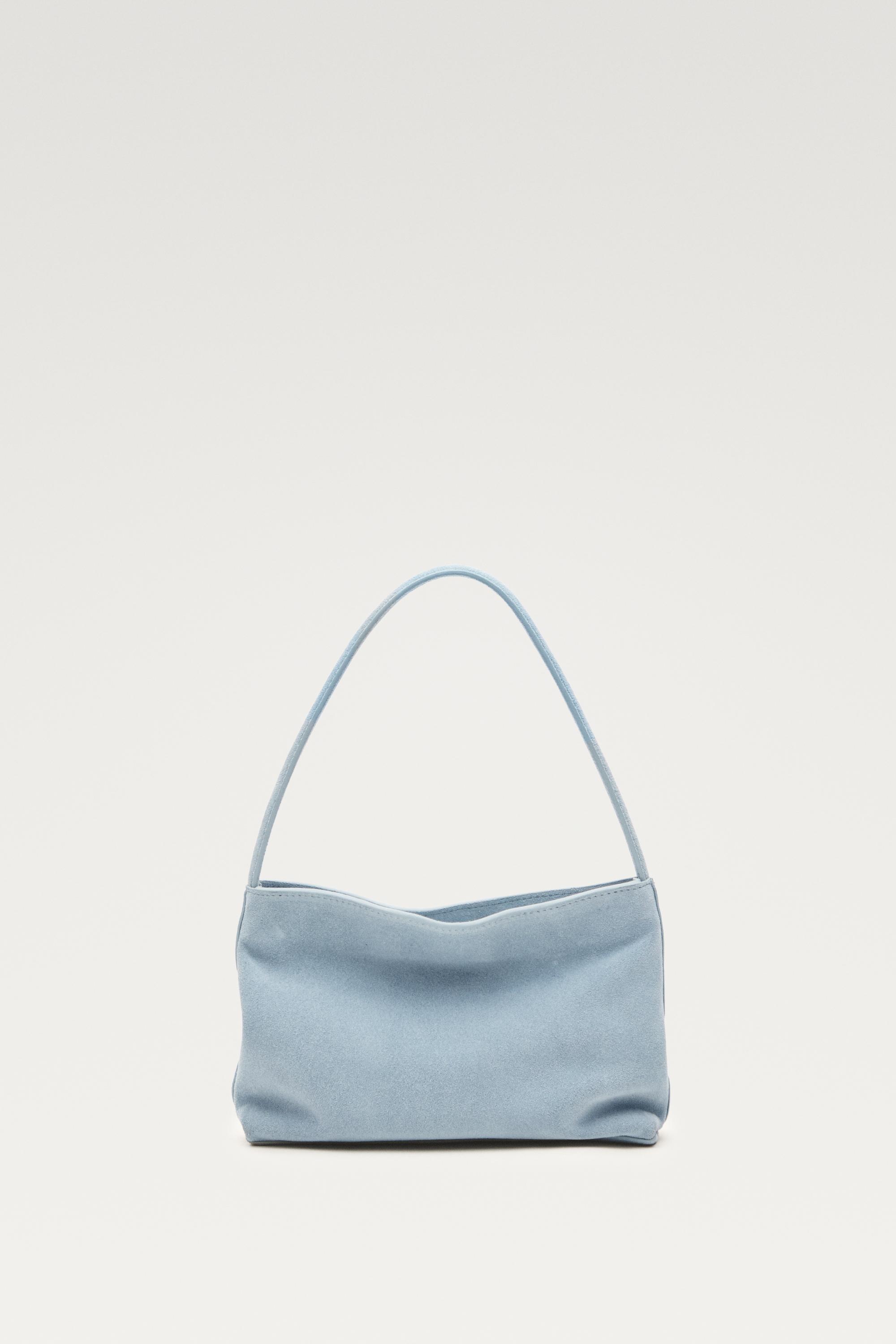 Split suede leather shoulder bag — Light blue