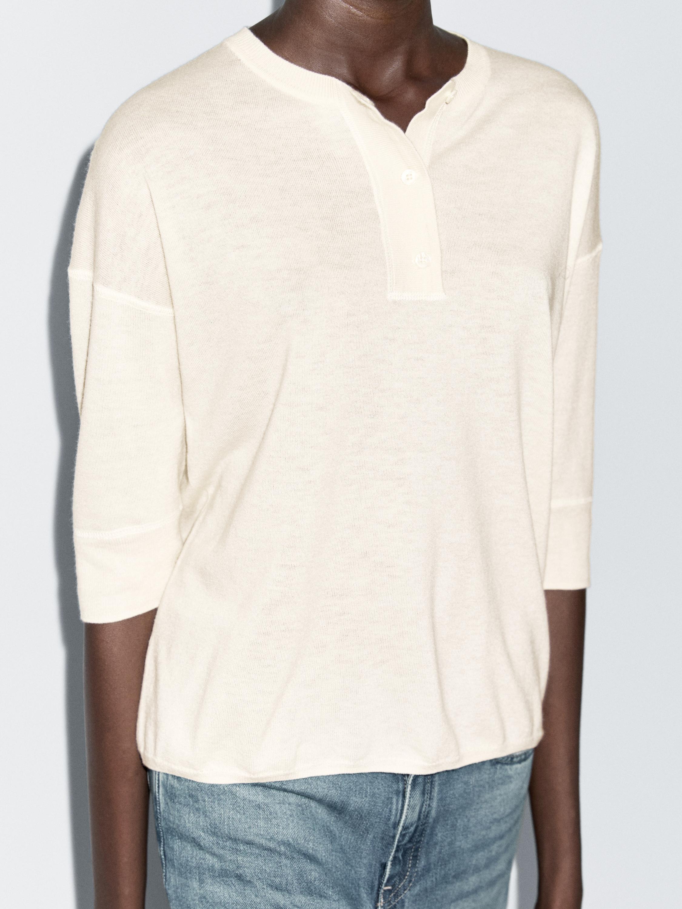 Wool blend henley sweater