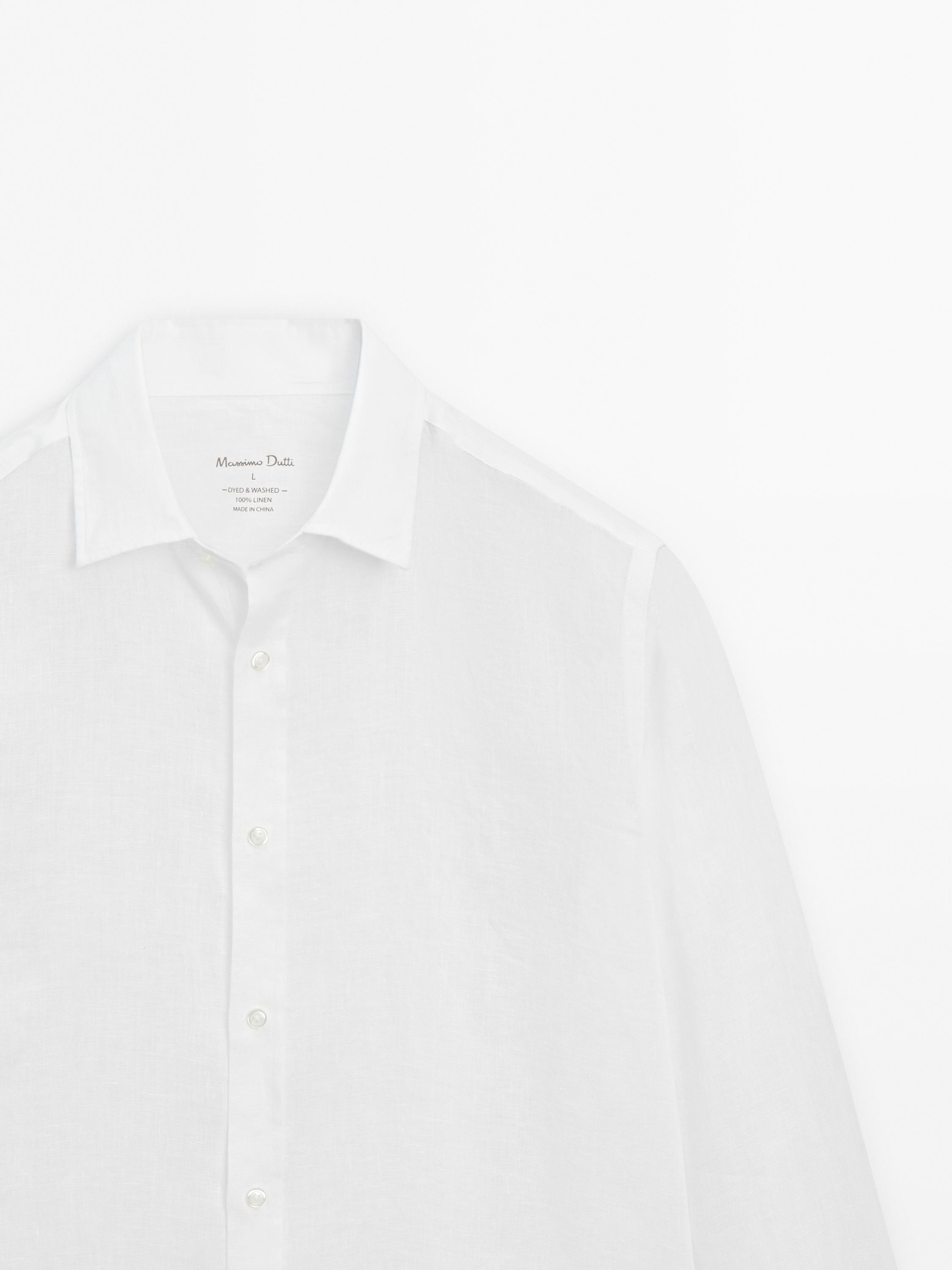 Slim-fit 100% linen shirt
